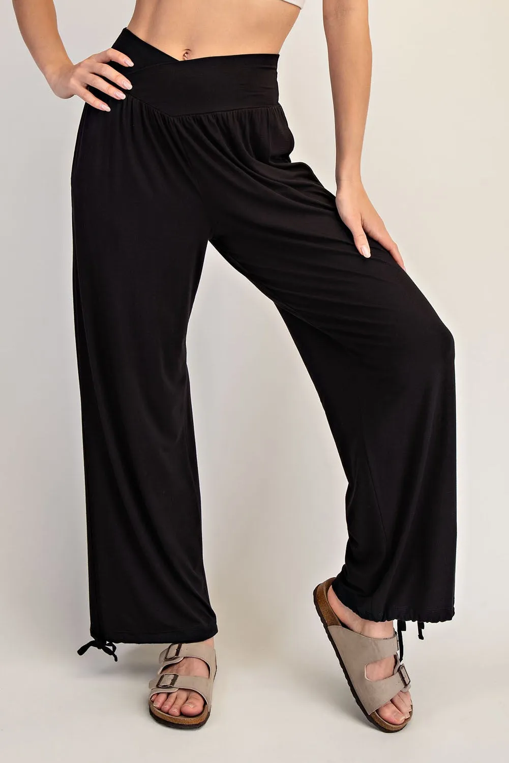 Black Crossover Waist Pants sold by Pinkblush product image thumbnail 2