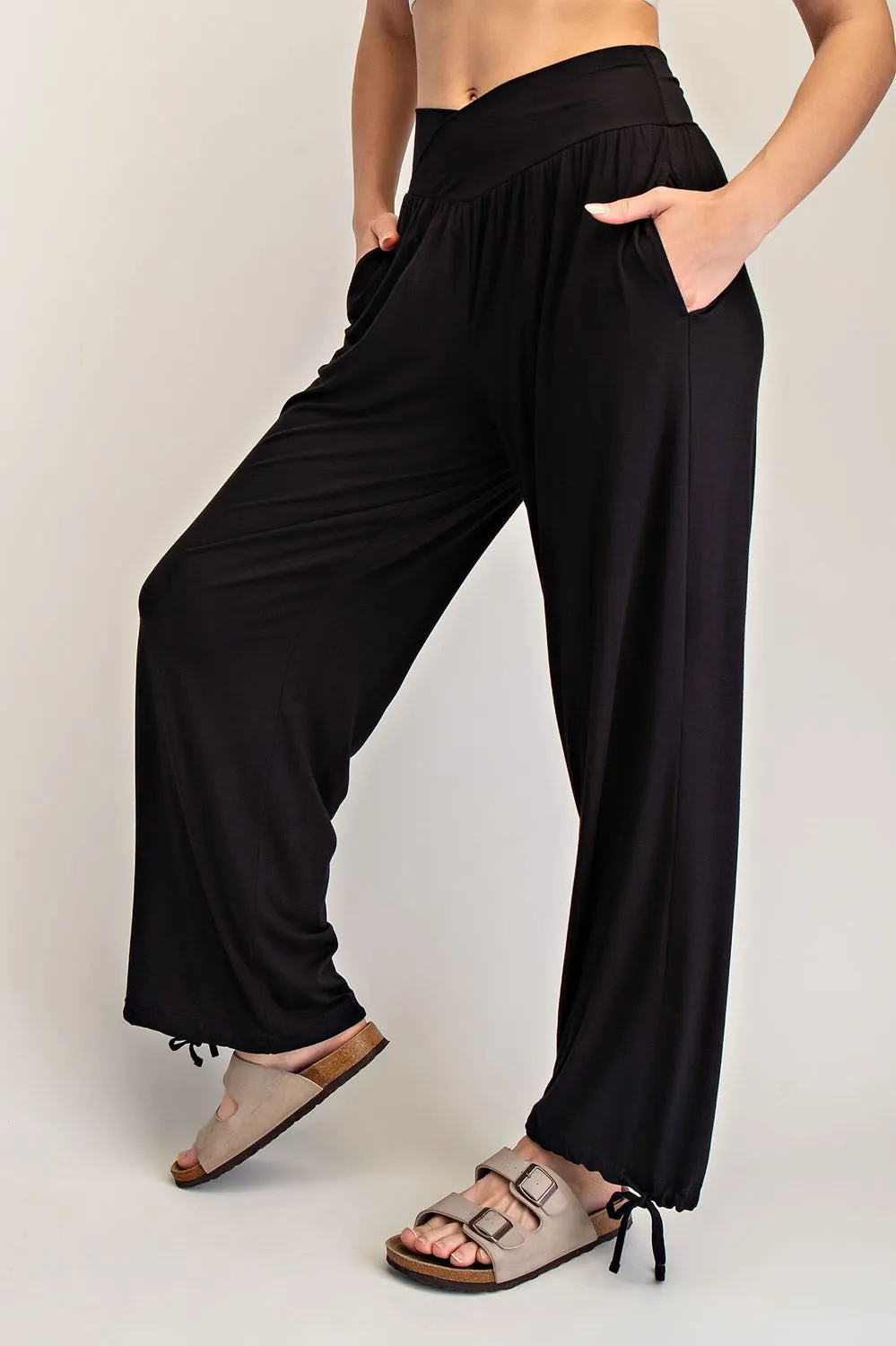 Black Crossover Waist Pants sold by Pinkblush product image thumbnail 3