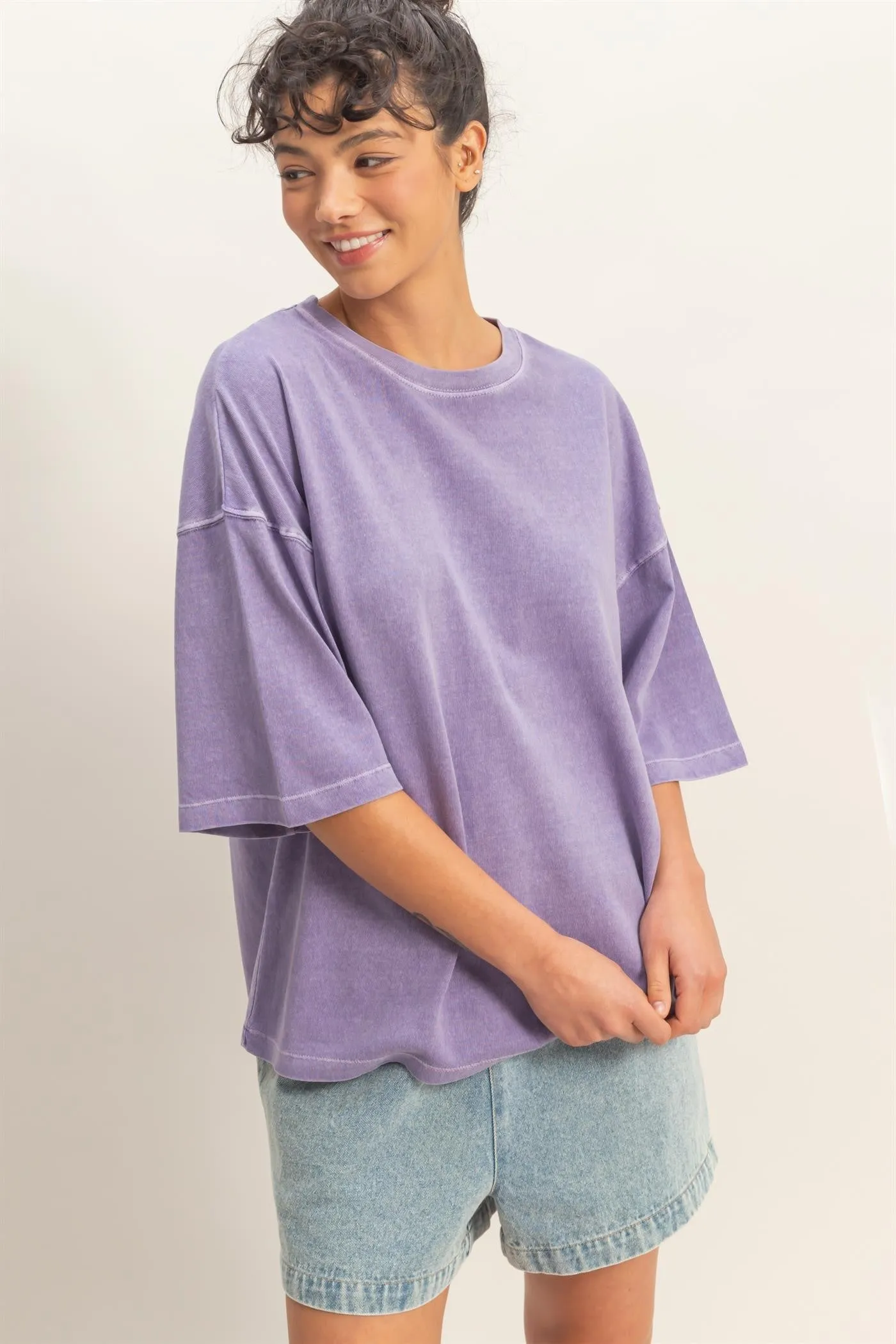 Purple Pigment Oversized Half-Sleeve Maternity T-Shirt sold by Pinkblush product image thumbnail 5