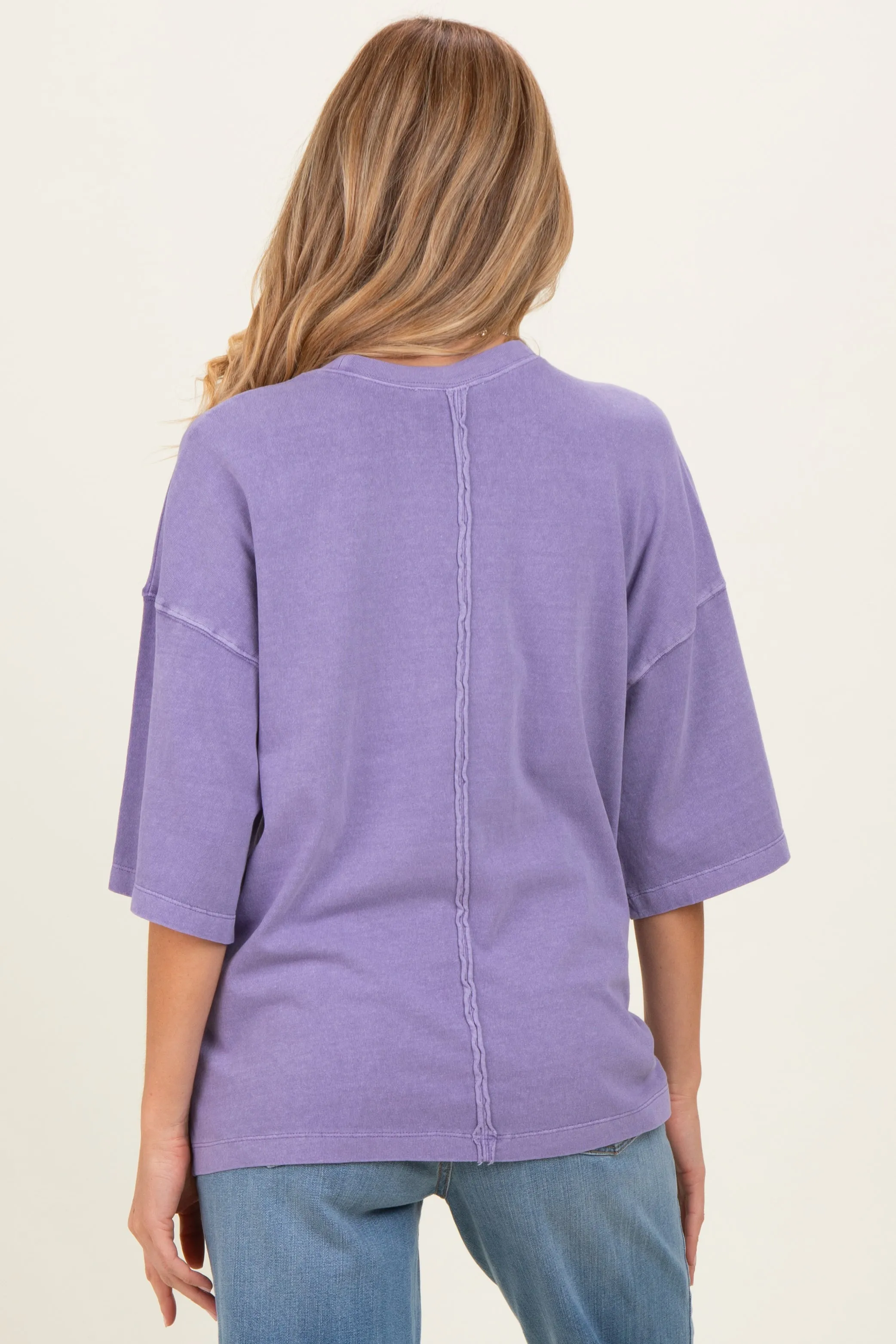 Purple Pigment Oversized Half-Sleeve Maternity T-Shirt sold by Pinkblush product image thumbnail 4