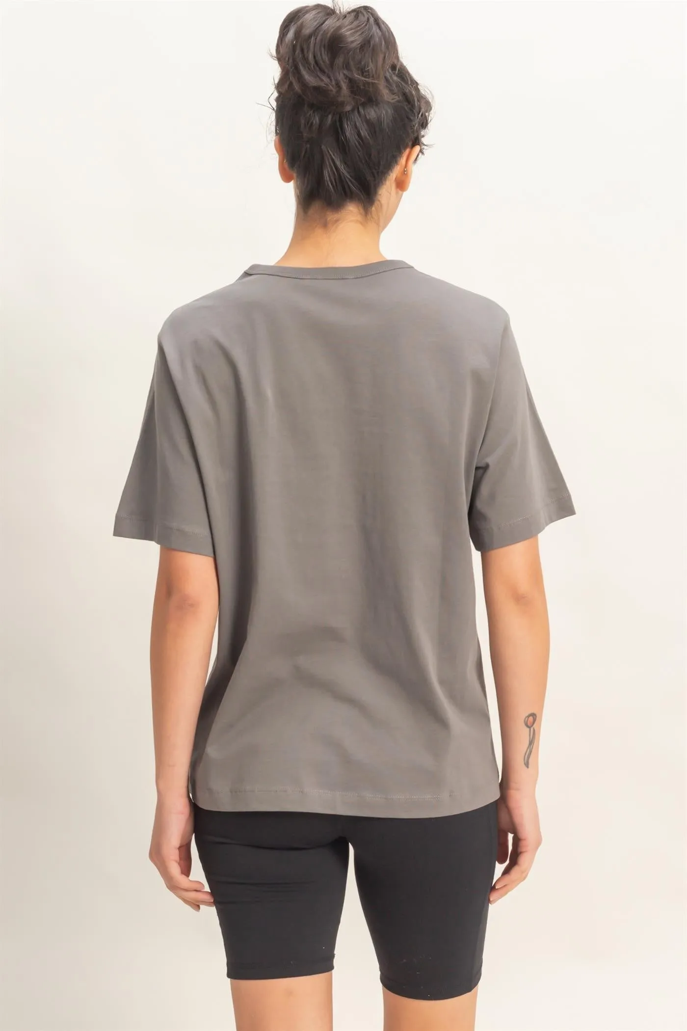 Charcoal Oversized Short Sleeve Crew Neck T-Shirt sold by Pinkblush product image thumbnail 4