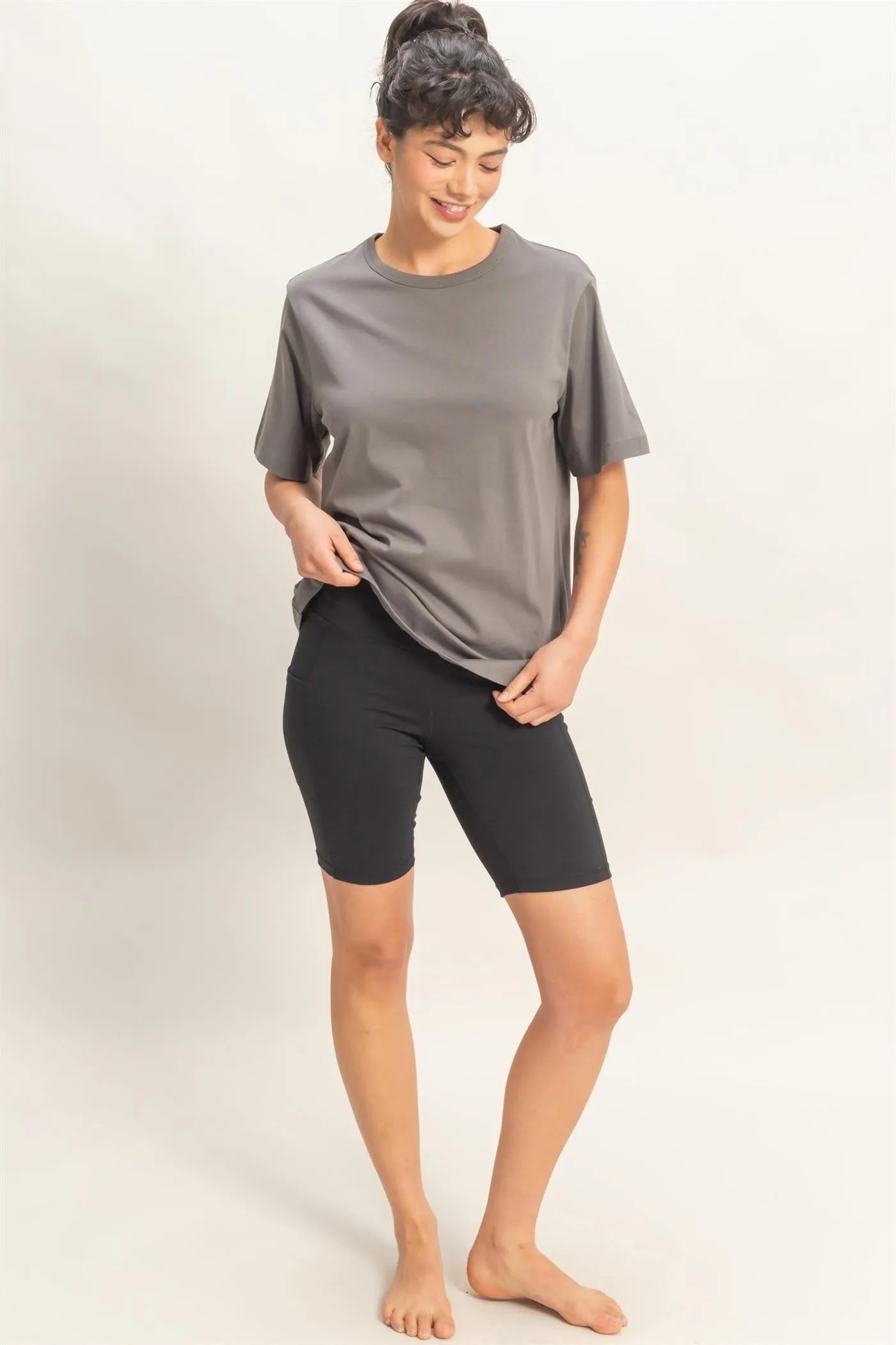Charcoal Oversized Short Sleeve Crew Neck T-Shirt sold by Pinkblush product image thumbnail 5