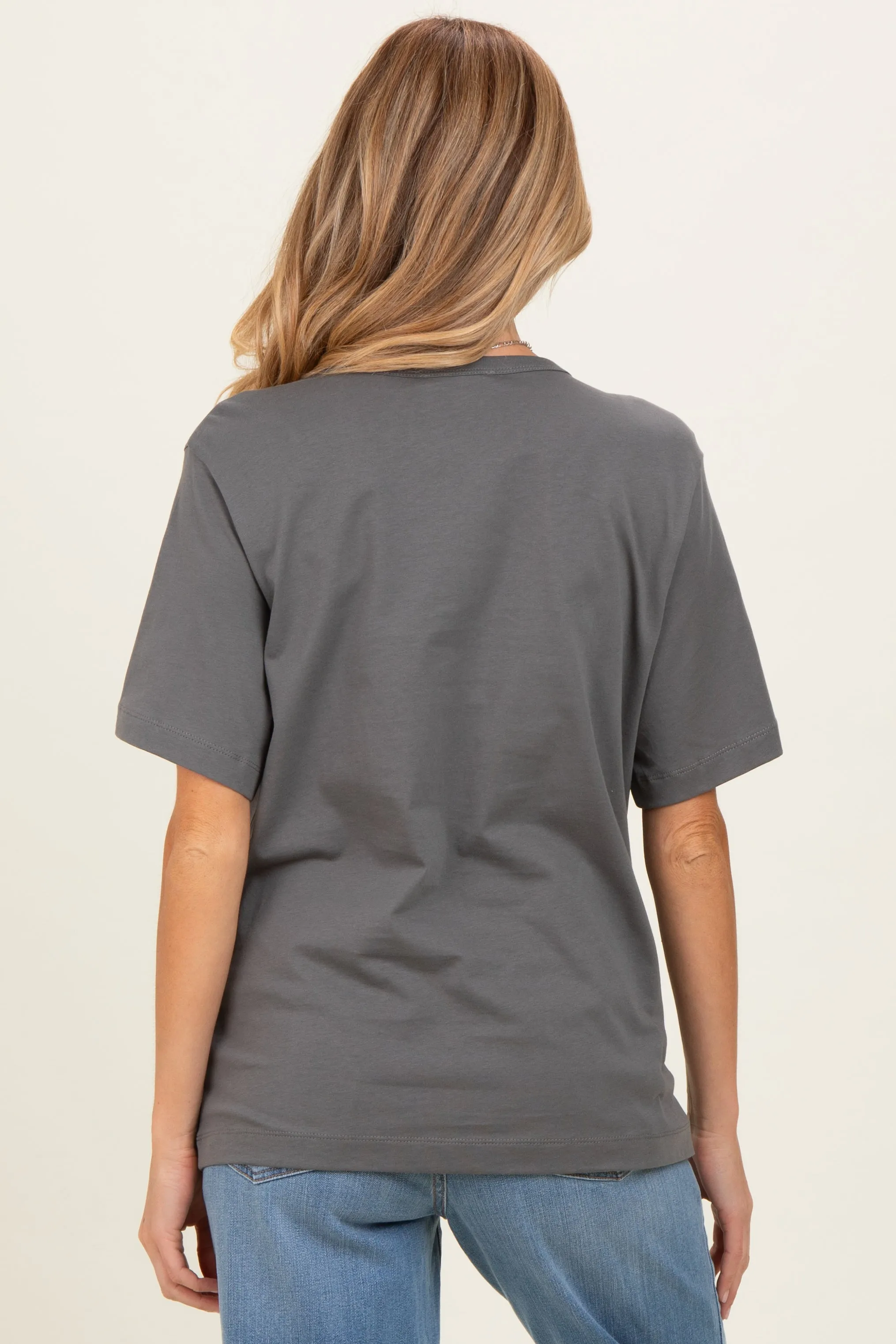 Charcoal Oversized Short Sleeve Crew Neck Maternity T-Shirt sold by Pinkblush product image thumbnail 4