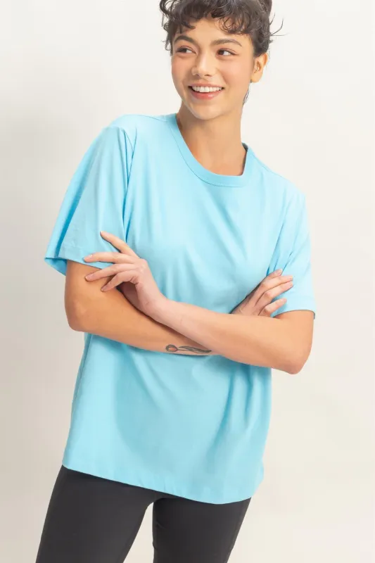 Blue Oversized Short Sleeve Crew Neck T-Shirt made by HYFVE