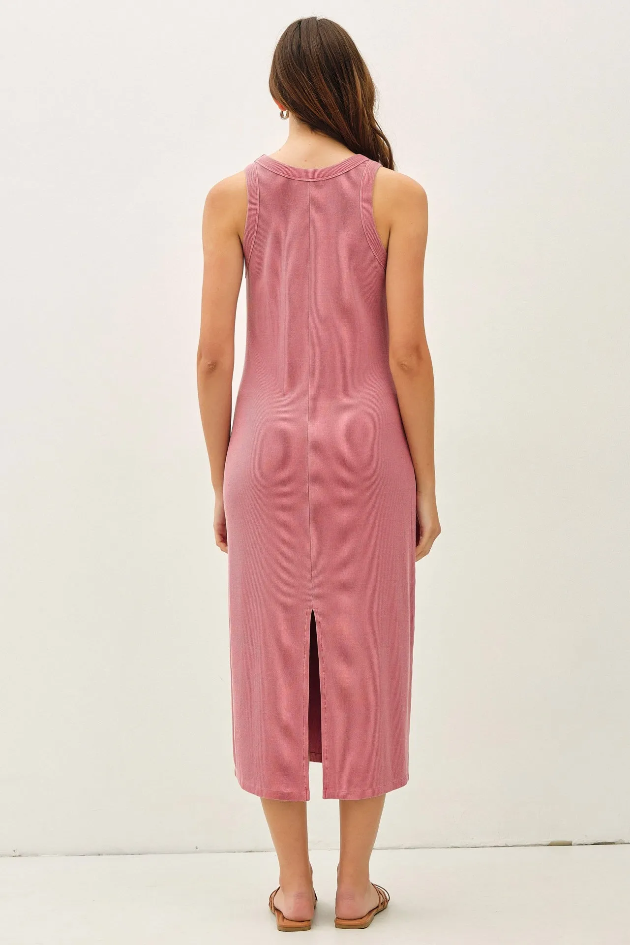 Dusty Rose Ribbed Midi Tank Dress sold by Pinkblush product image thumbnail 3