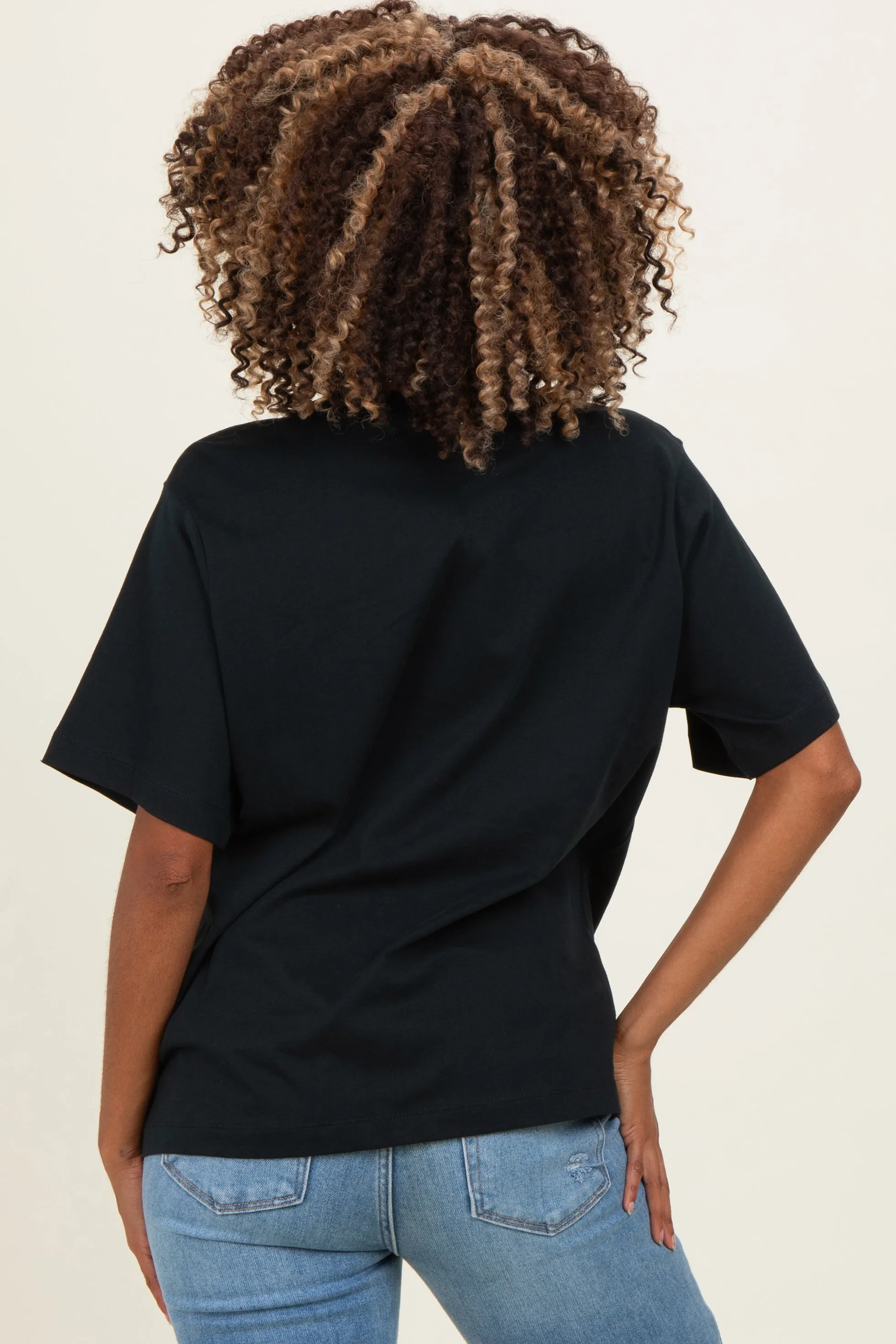 Black Oversized Short Sleeve Crew Neck Maternity T-Shirt sold by Pinkblush product image thumbnail 4