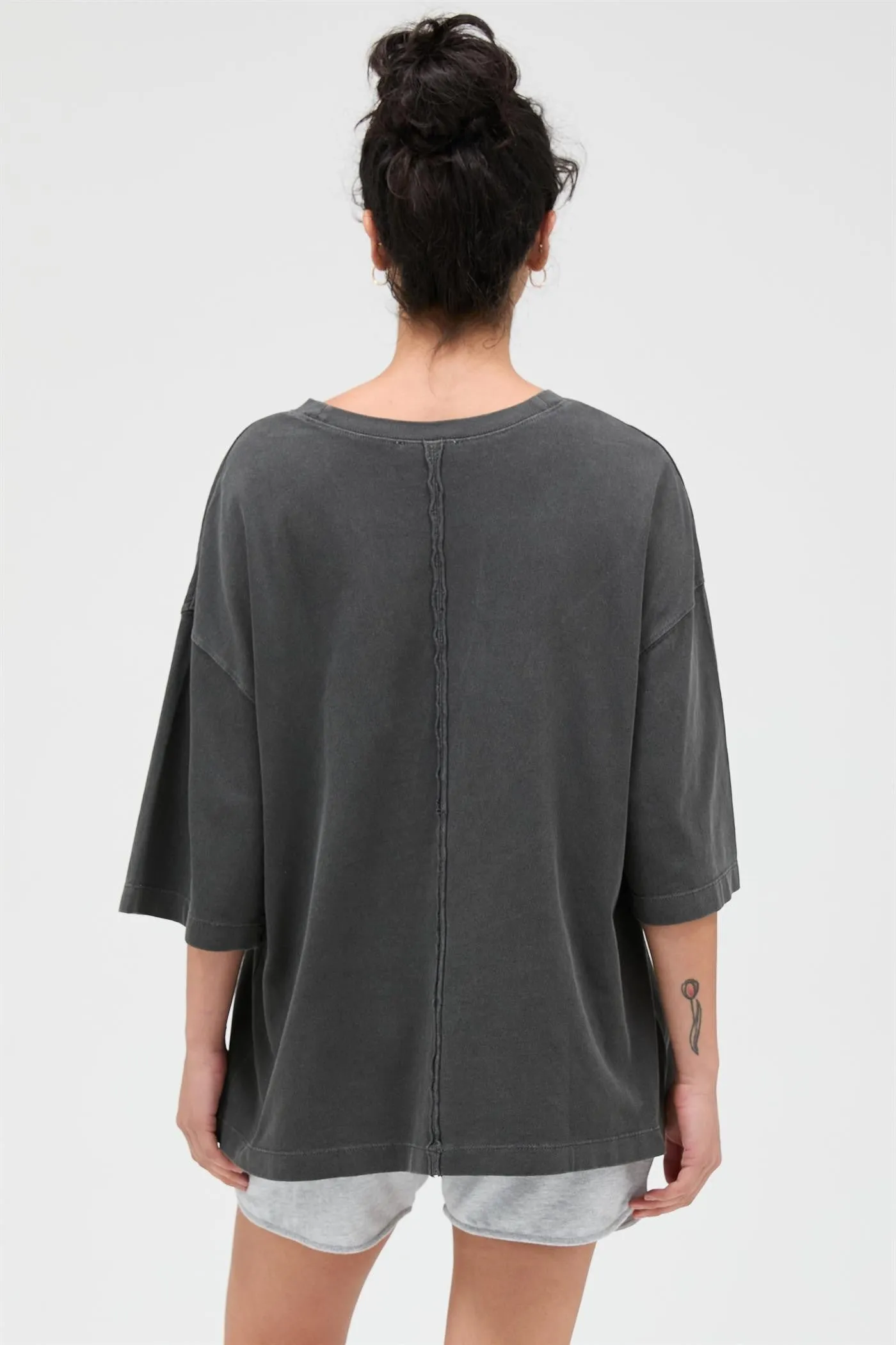 Black Pigment Oversized Half-Sleeve T-Shirt sold by Pinkblush product image thumbnail 3