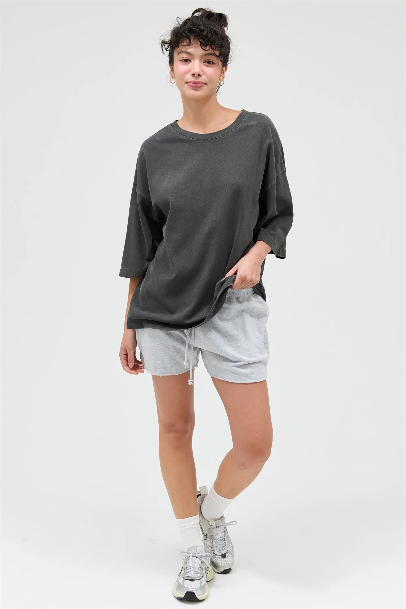 Black Pigment Oversized Half-Sleeve T-Shirt sold by Pinkblush product image thumbnail 4