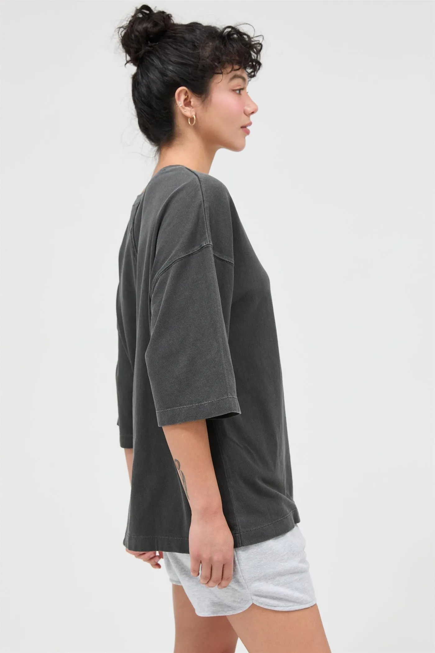 Black Pigment Oversized Half-Sleeve T-Shirt sold by Pinkblush product image thumbnail 2