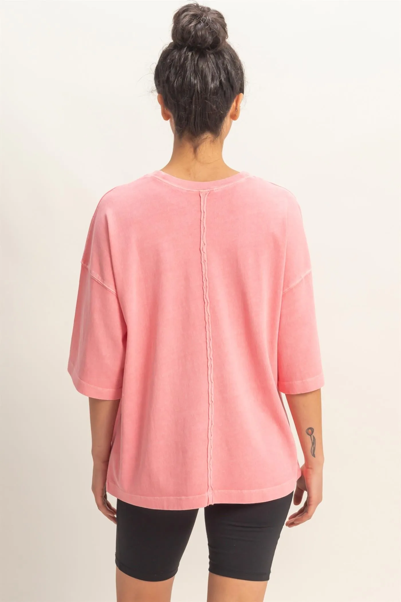 Pink Pigment Oversized Half-Sleeve T-Shirt sold by Pinkblush product image thumbnail 3