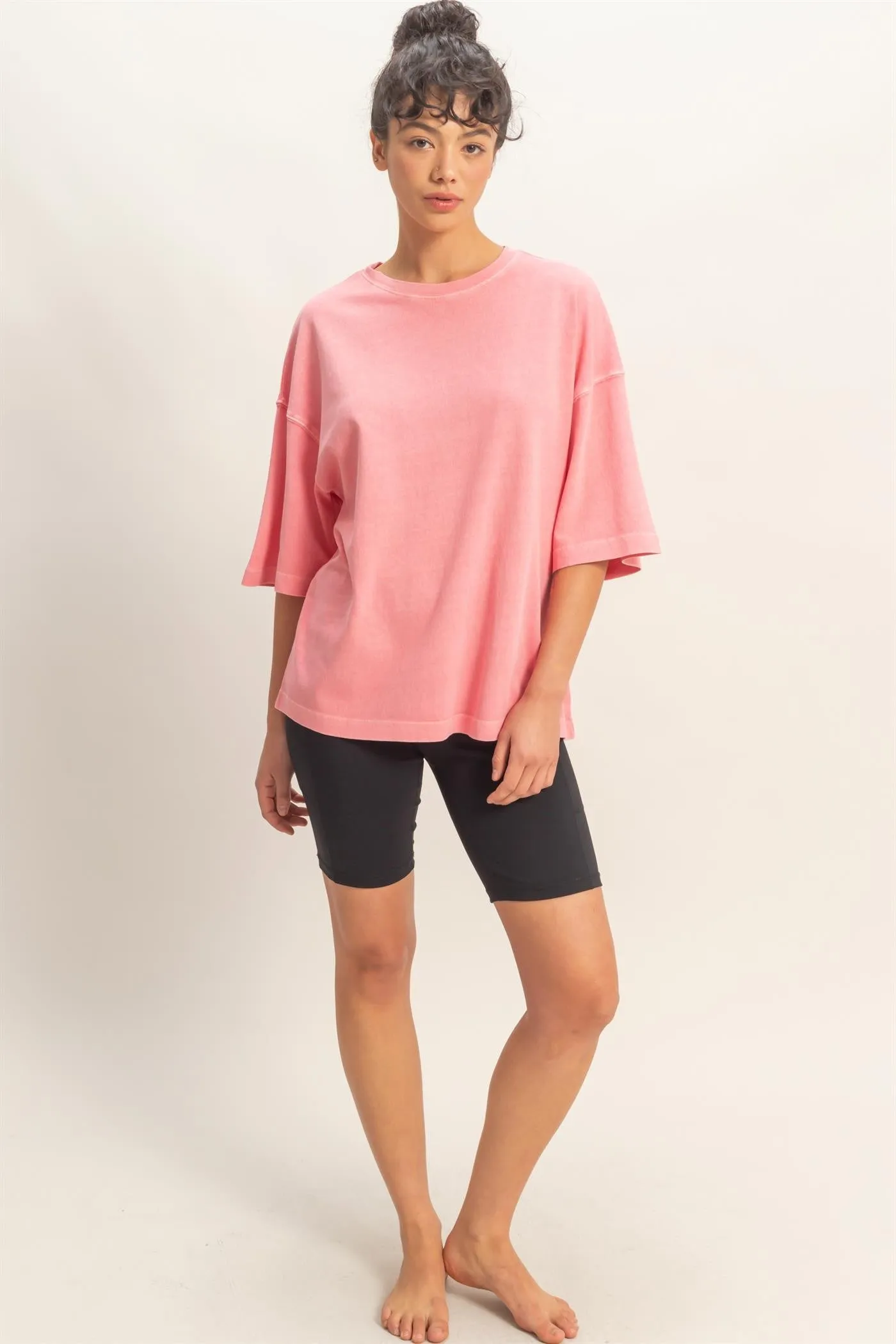 Pink Pigment Oversized Half-Sleeve T-Shirt sold by Pinkblush product image thumbnail 4
