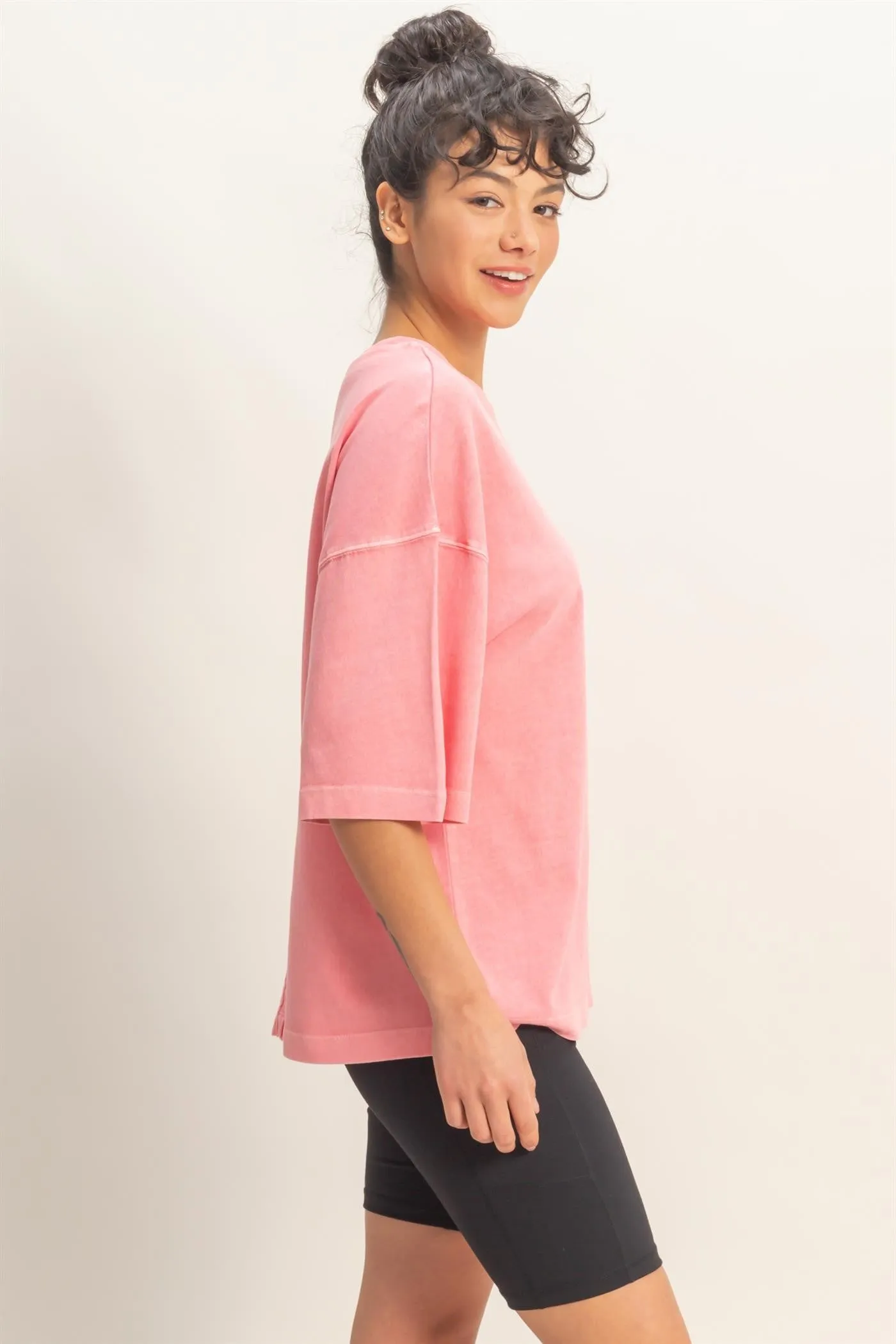 Pink Pigment Oversized Half-Sleeve T-Shirt sold by Pinkblush product image thumbnail 2