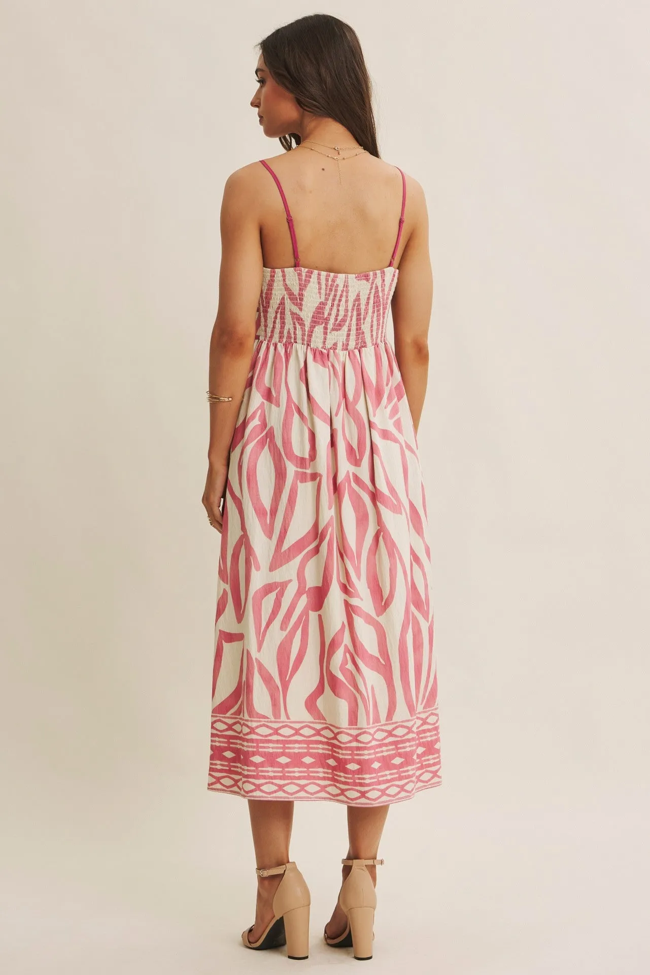 Pink Printed Front Tie Midi Dress sold by Pinkblush product image thumbnail 4