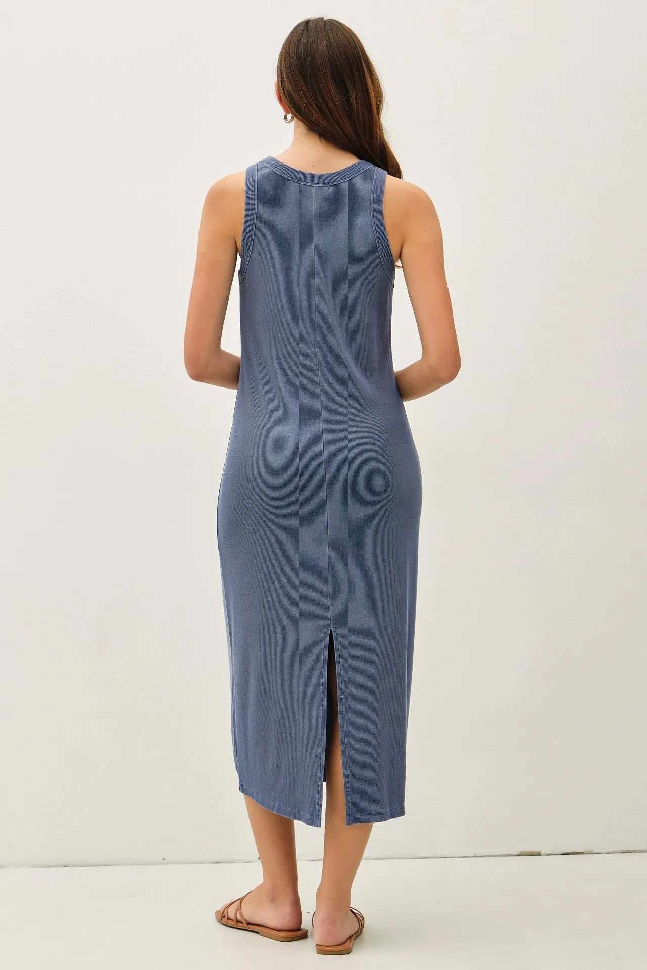 Dark Indigo Ribbed Midi Tank Dress sold by Pinkblush product image thumbnail 3