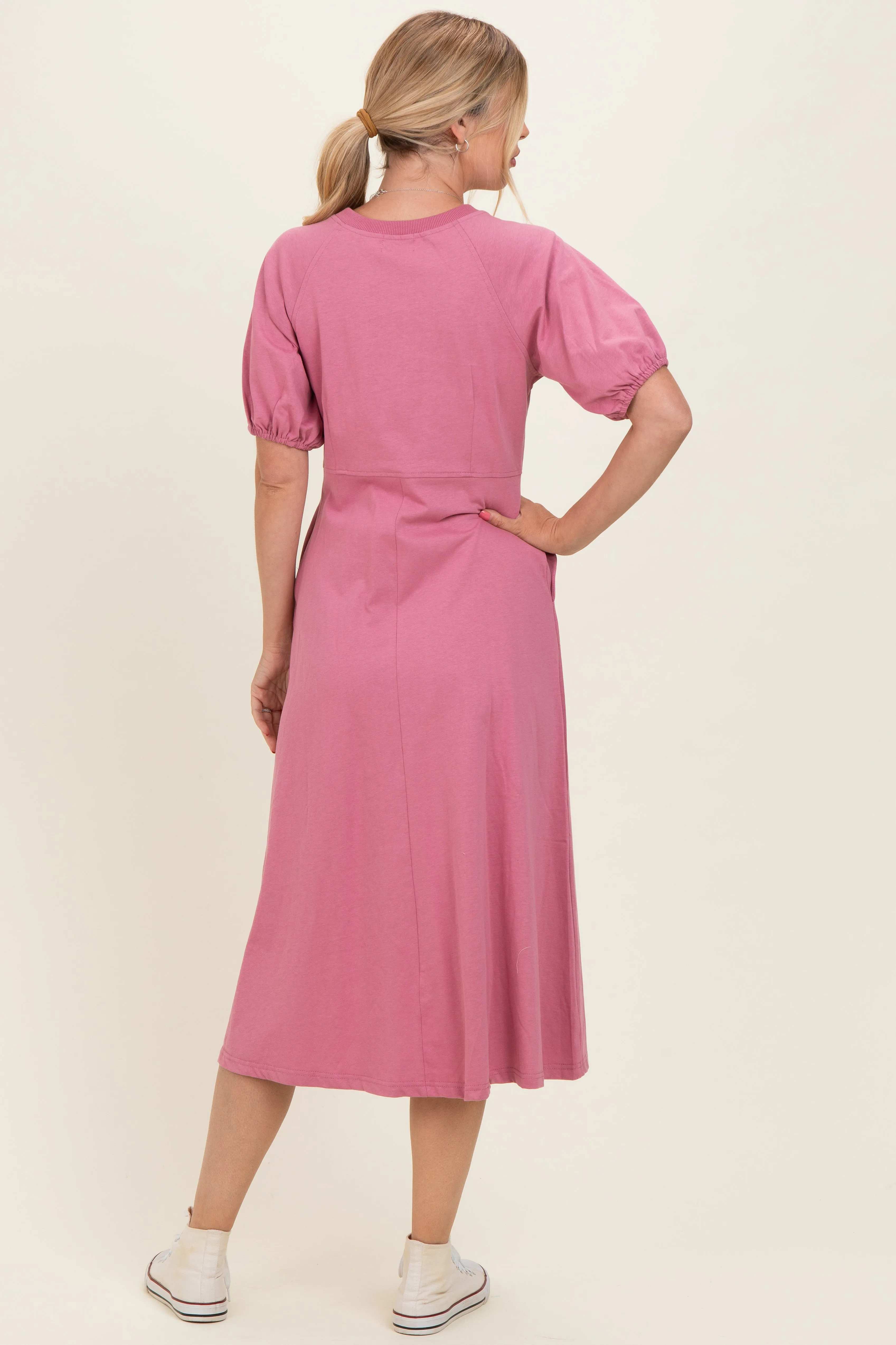 Pink Puff Sleeve Midi Dress sold by Pinkblush product image thumbnail 3