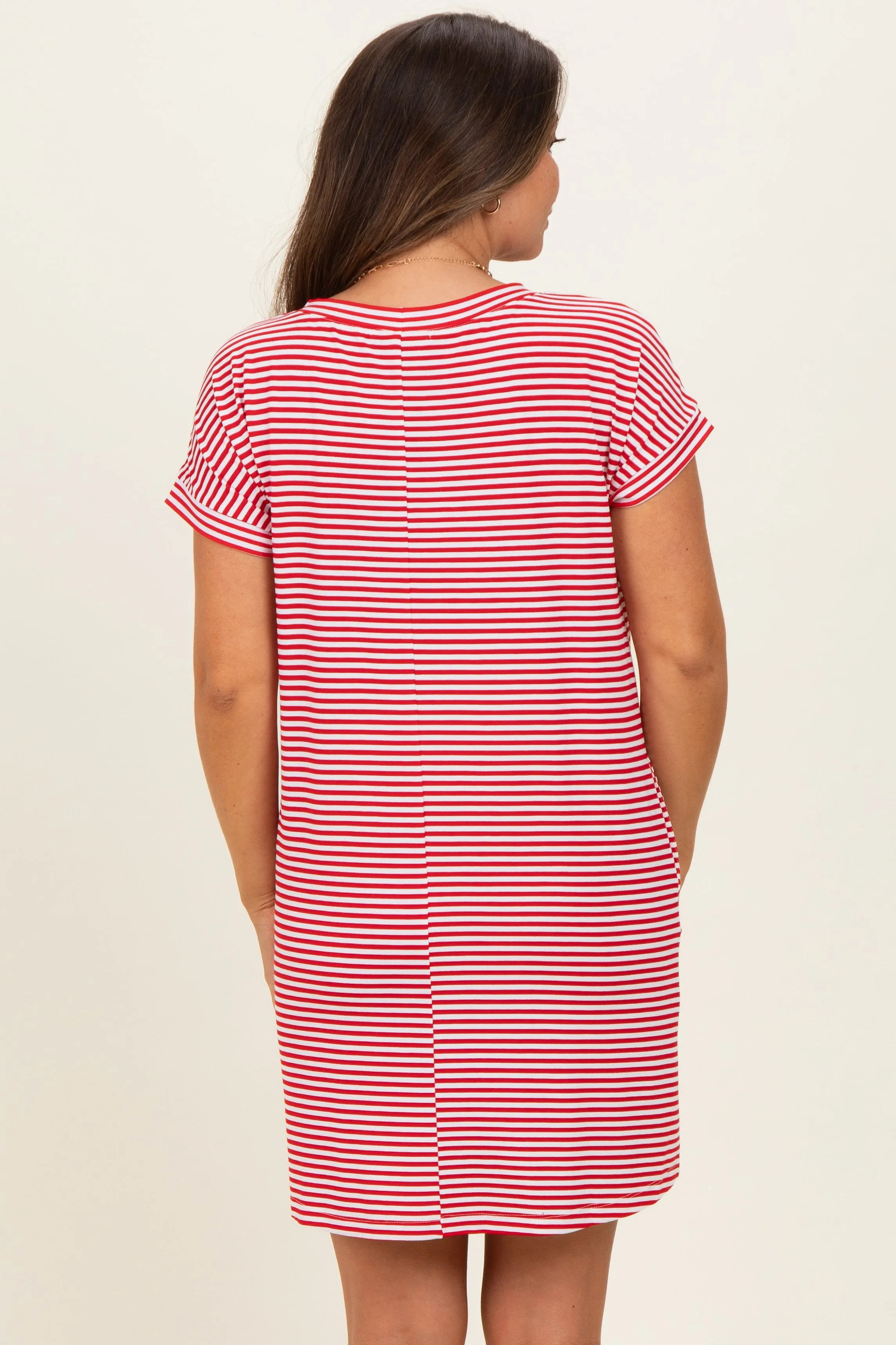 Red Striped Basic Maternity Dress sold by Pinkblush product image thumbnail 4