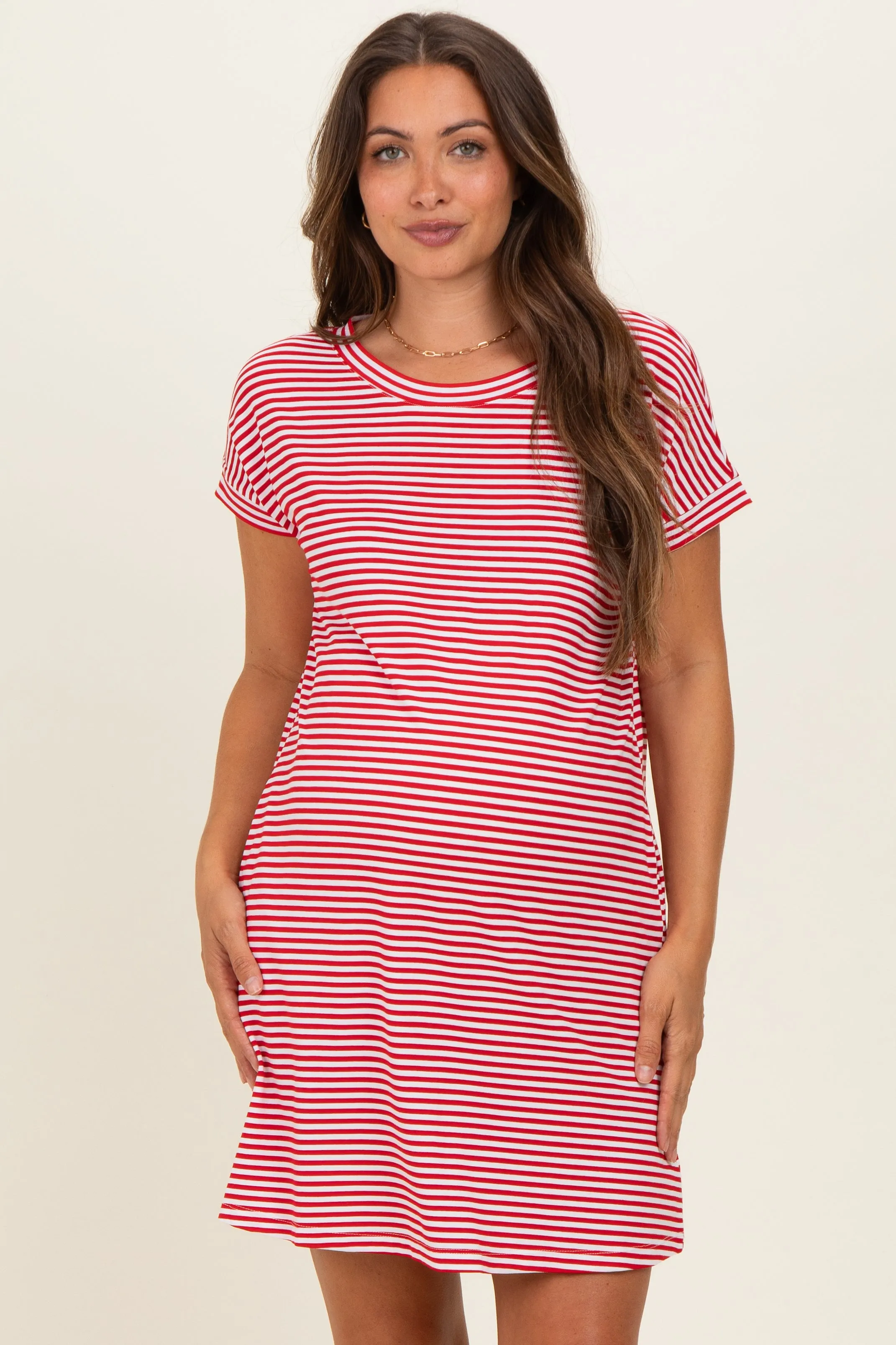 Red Striped Basic Maternity Dress sold by Pinkblush product image thumbnail 2