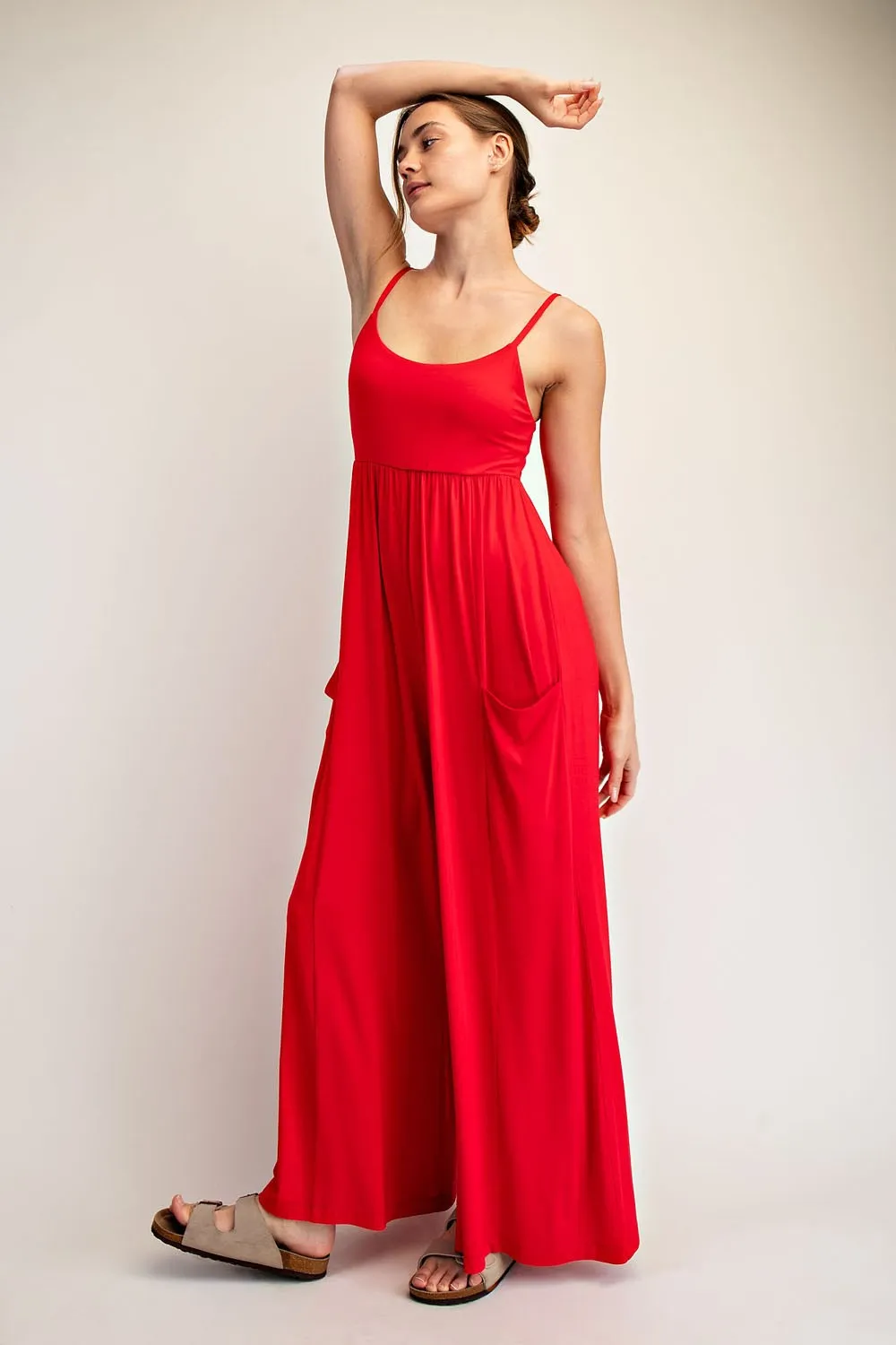 Red Sleeveless Wide Leg Jumpsuit sold by Pinkblush product image thumbnail 2