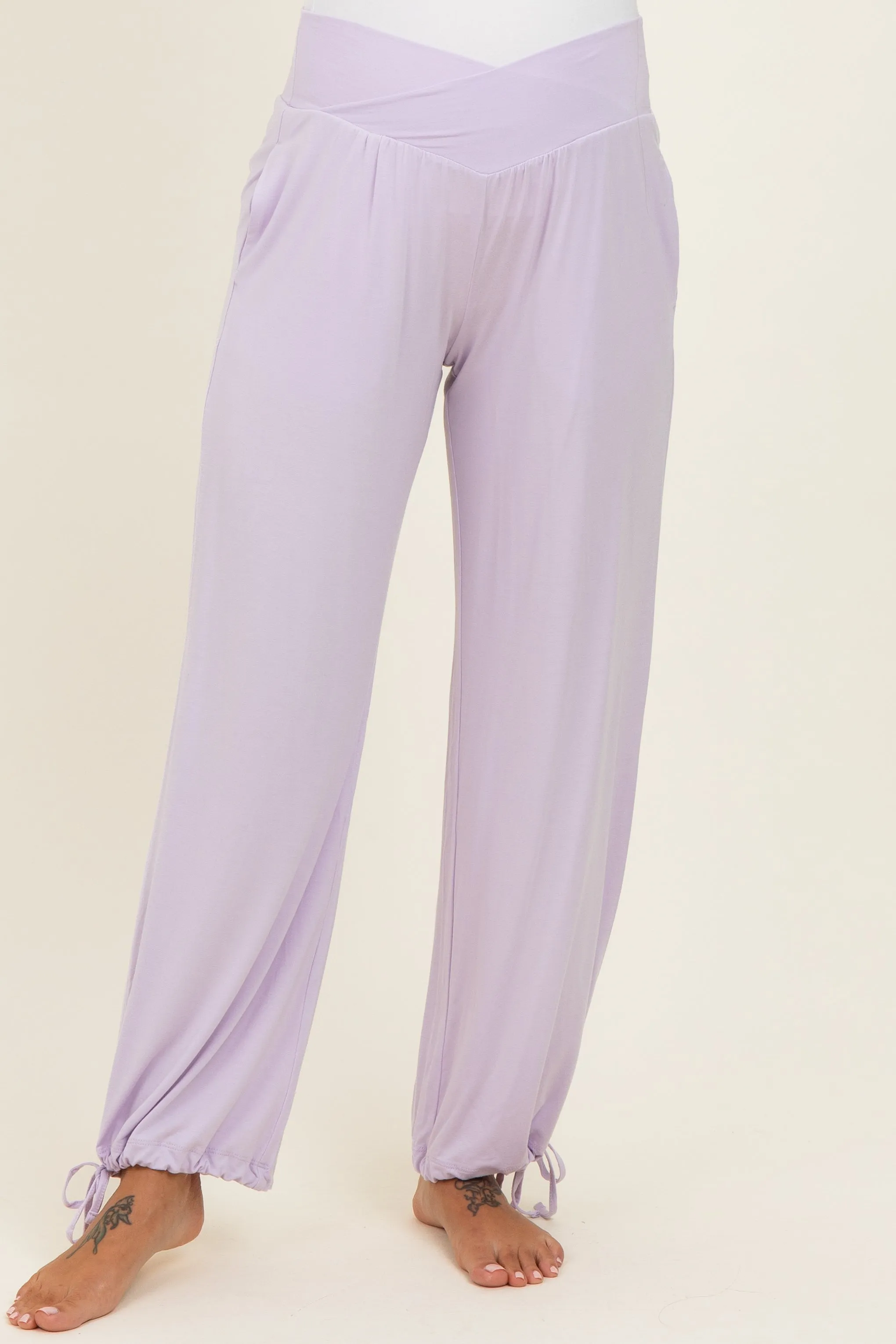 Lilac Crossover Waist Maternity Pants sold by Pinkblush product image thumbnail 2