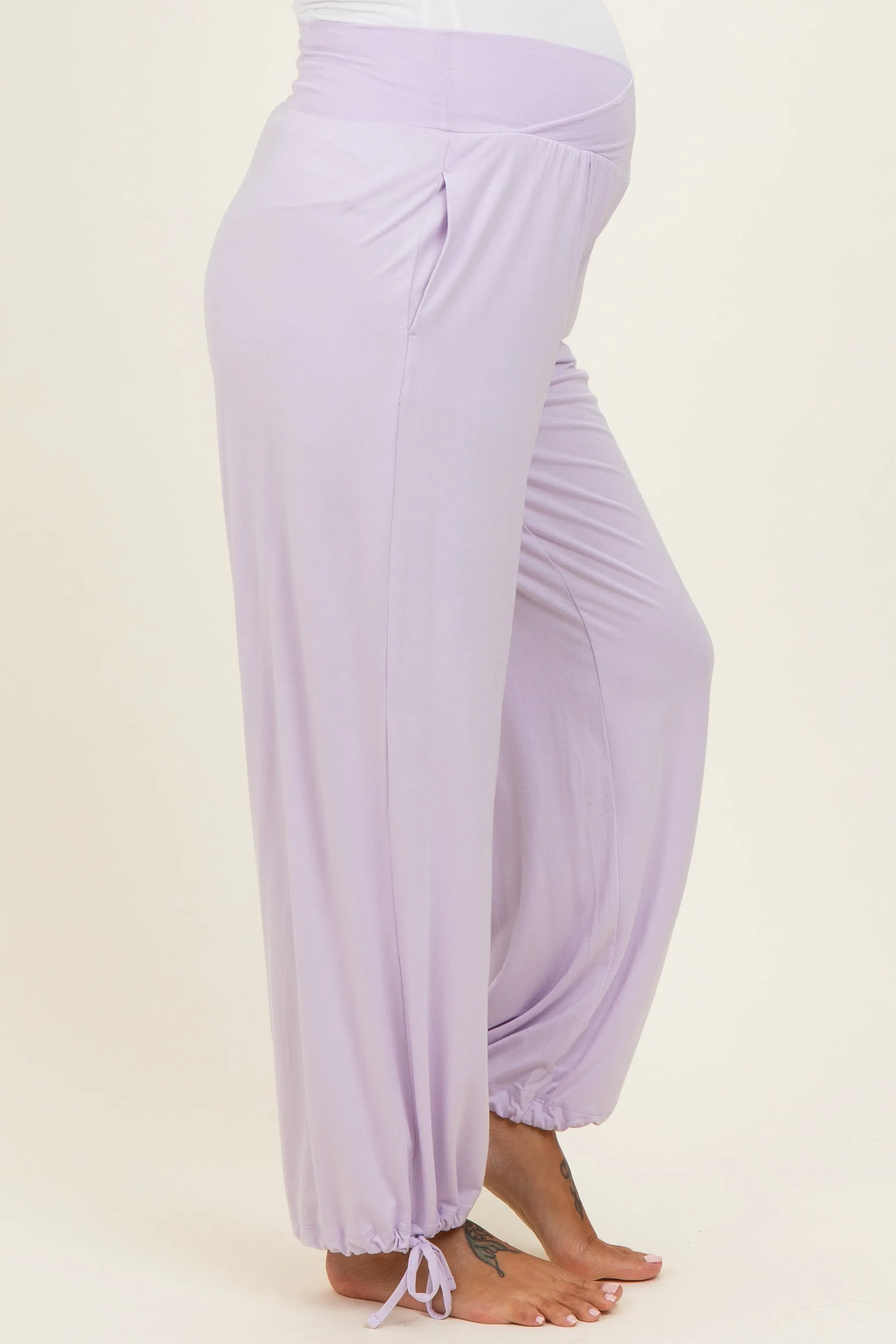 Lilac Crossover Waist Maternity Pants sold by Pinkblush product image thumbnail 3
