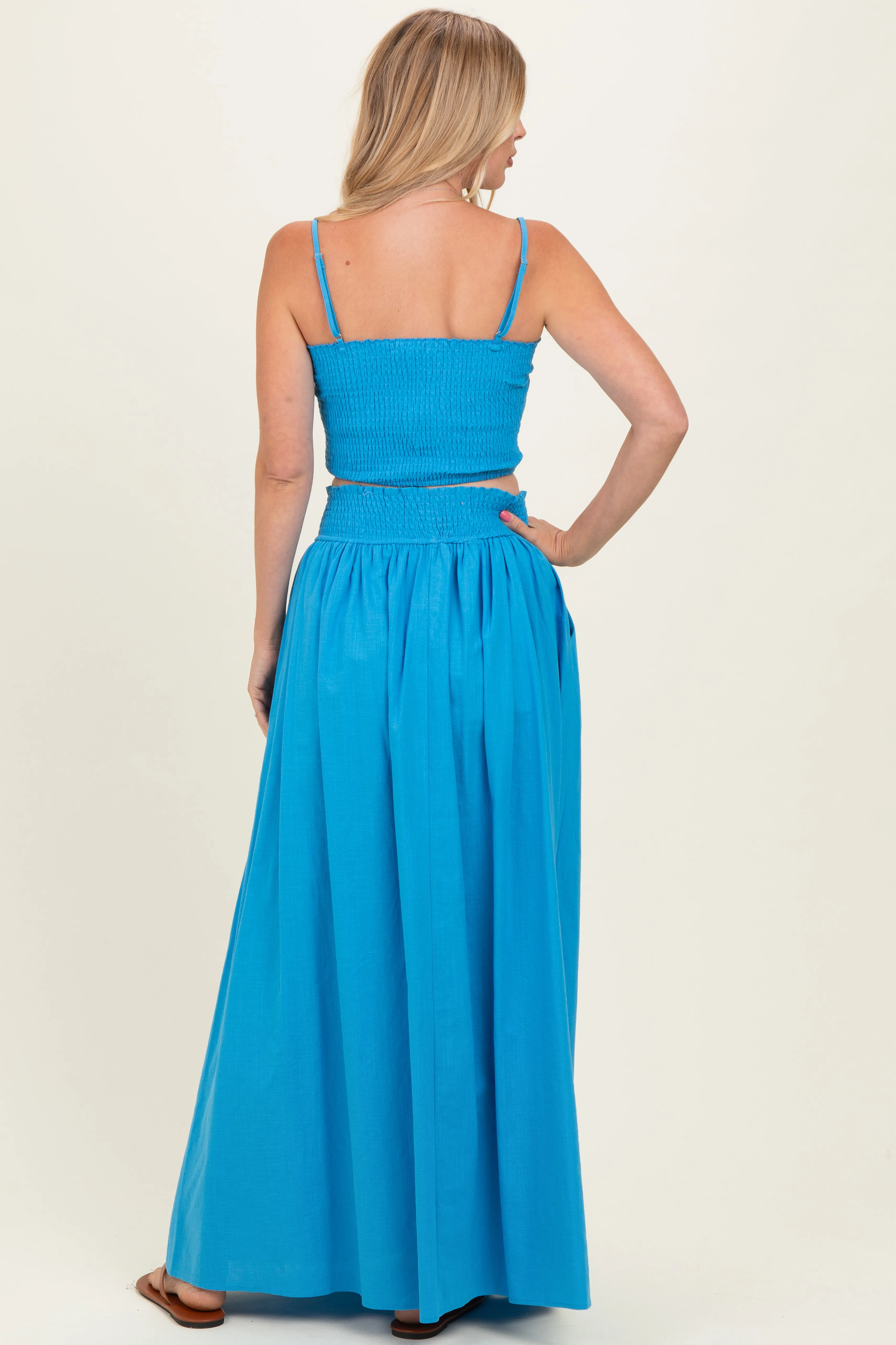 Blue Smocked Tank Maxi Skirt Set sold by Pinkblush product image thumbnail 4