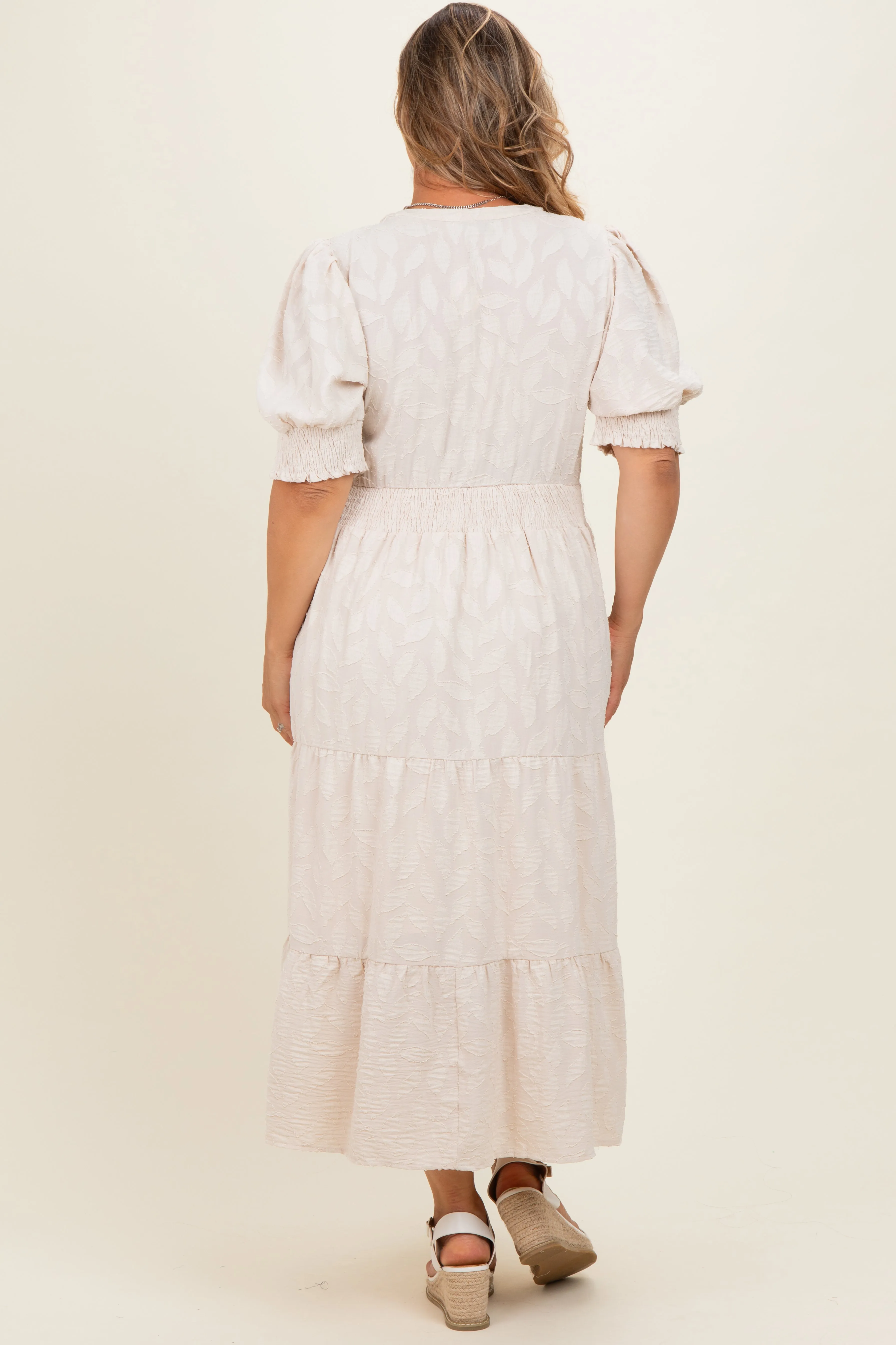 Cream Textured Knit Maternity Plus Maxi Dress sold by Pinkblush product image thumbnail 4