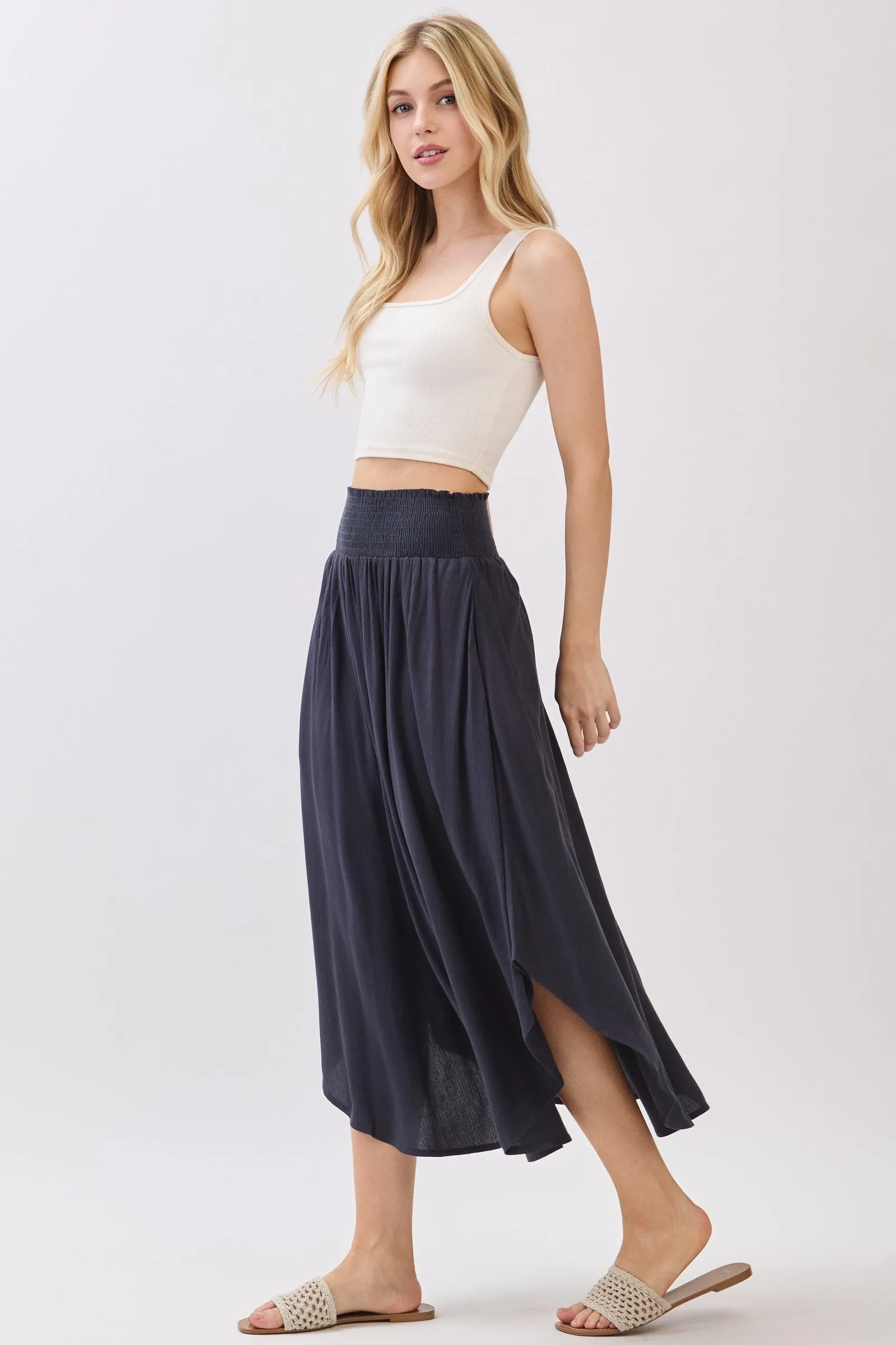 Midnight Smocked Waist Rounded Hem Skirt sold by Pinkblush product image thumbnail 2