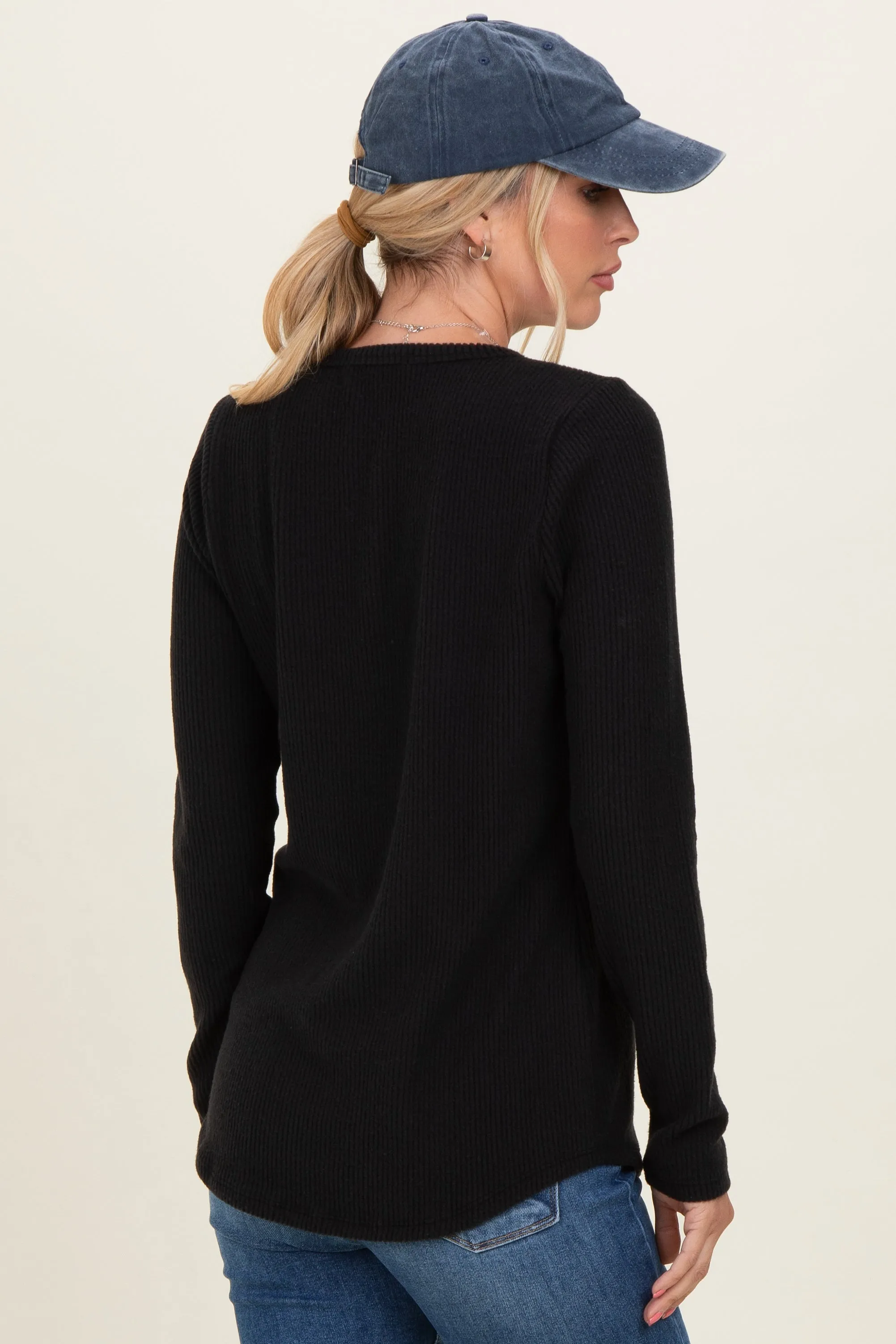 Black Contrast Long Sleeve Thermal Top sold by Pinkblush product image thumbnail 4