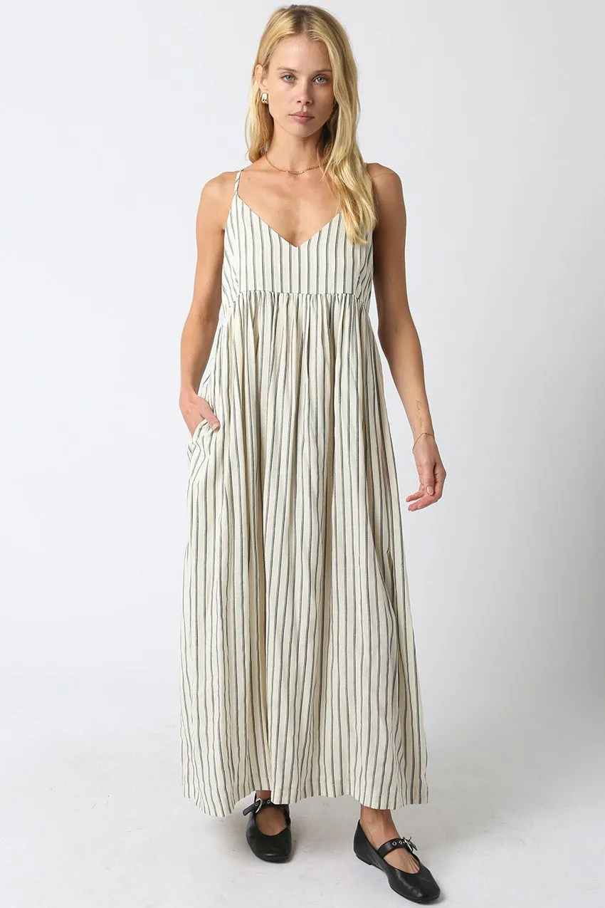 Natural Striped V-Neck Sleeveless Maxi Dress sold by Pinkblush product image thumbnail 2