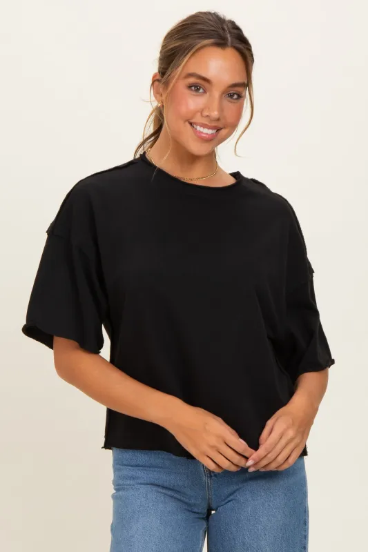 Black Raw Cut Edge Boxy Tee made by Pinkblush