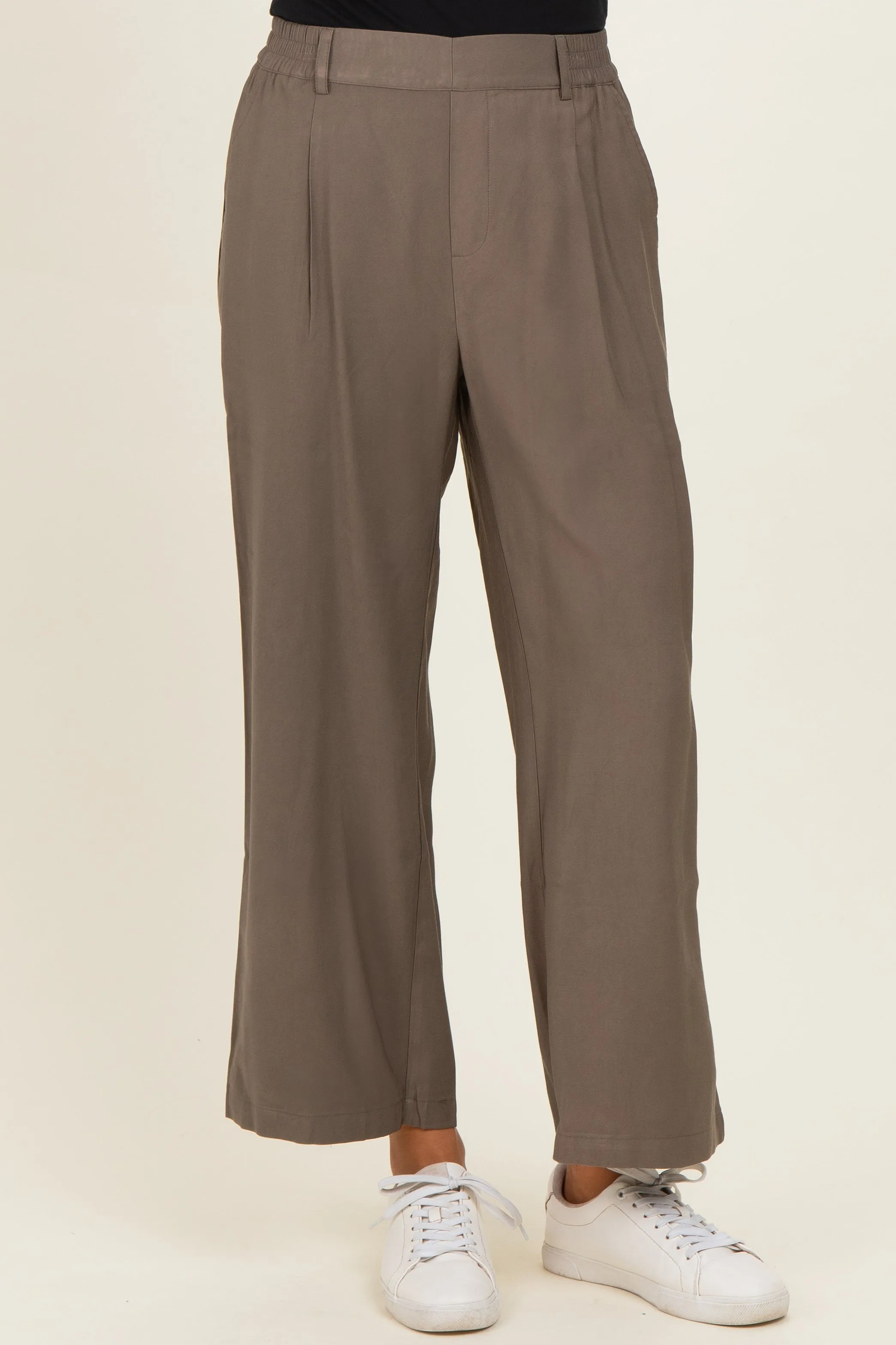 Mocha Elastic Waistband Trousers sold by Pinkblush product image thumbnail 2