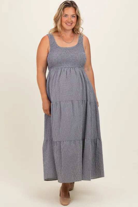 Black Tiered Smocked Maternity Plus Maxi Dress made by BaeVely