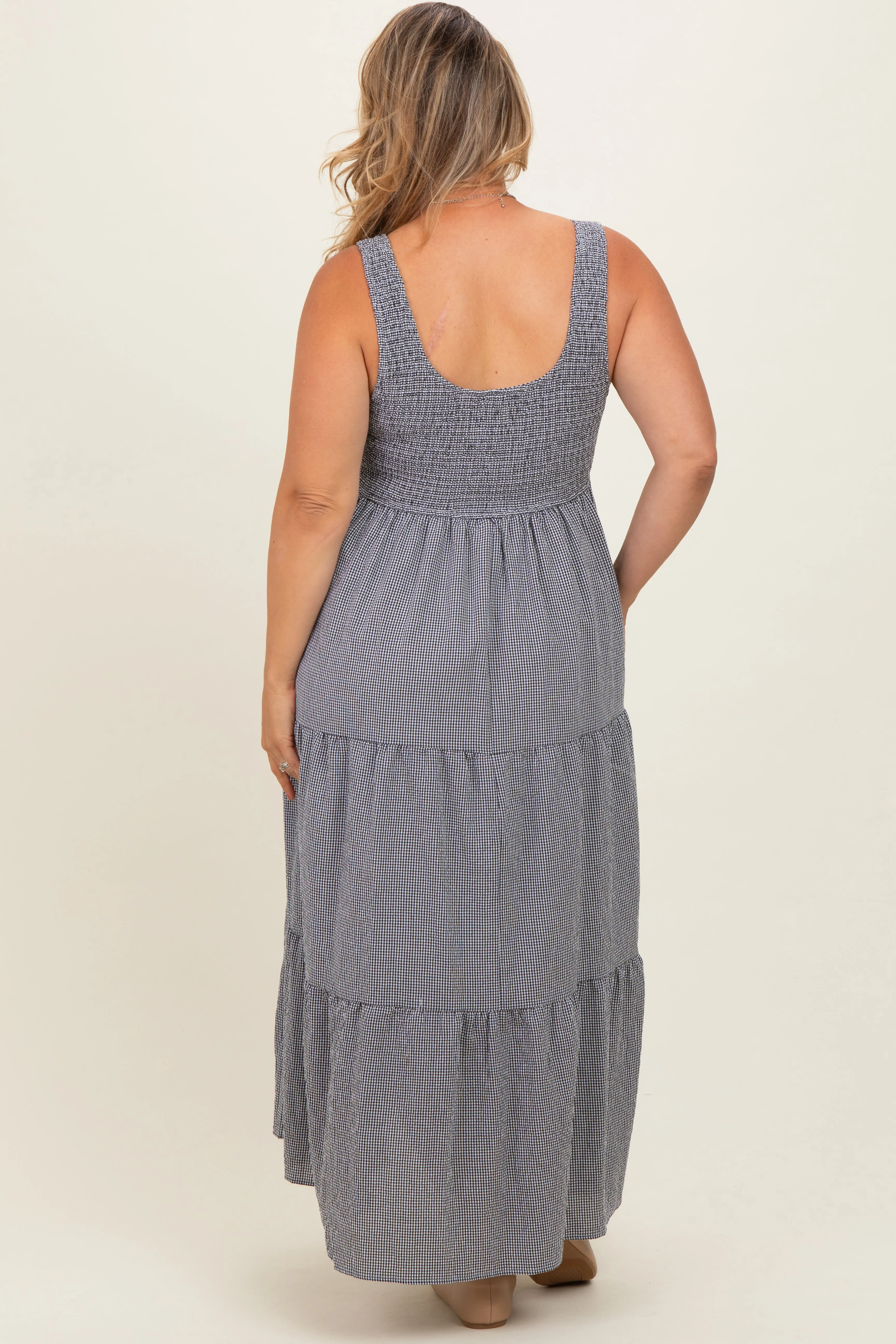 Black Tiered Smocked Maternity Plus Maxi Dress sold by Pinkblush product image thumbnail 3