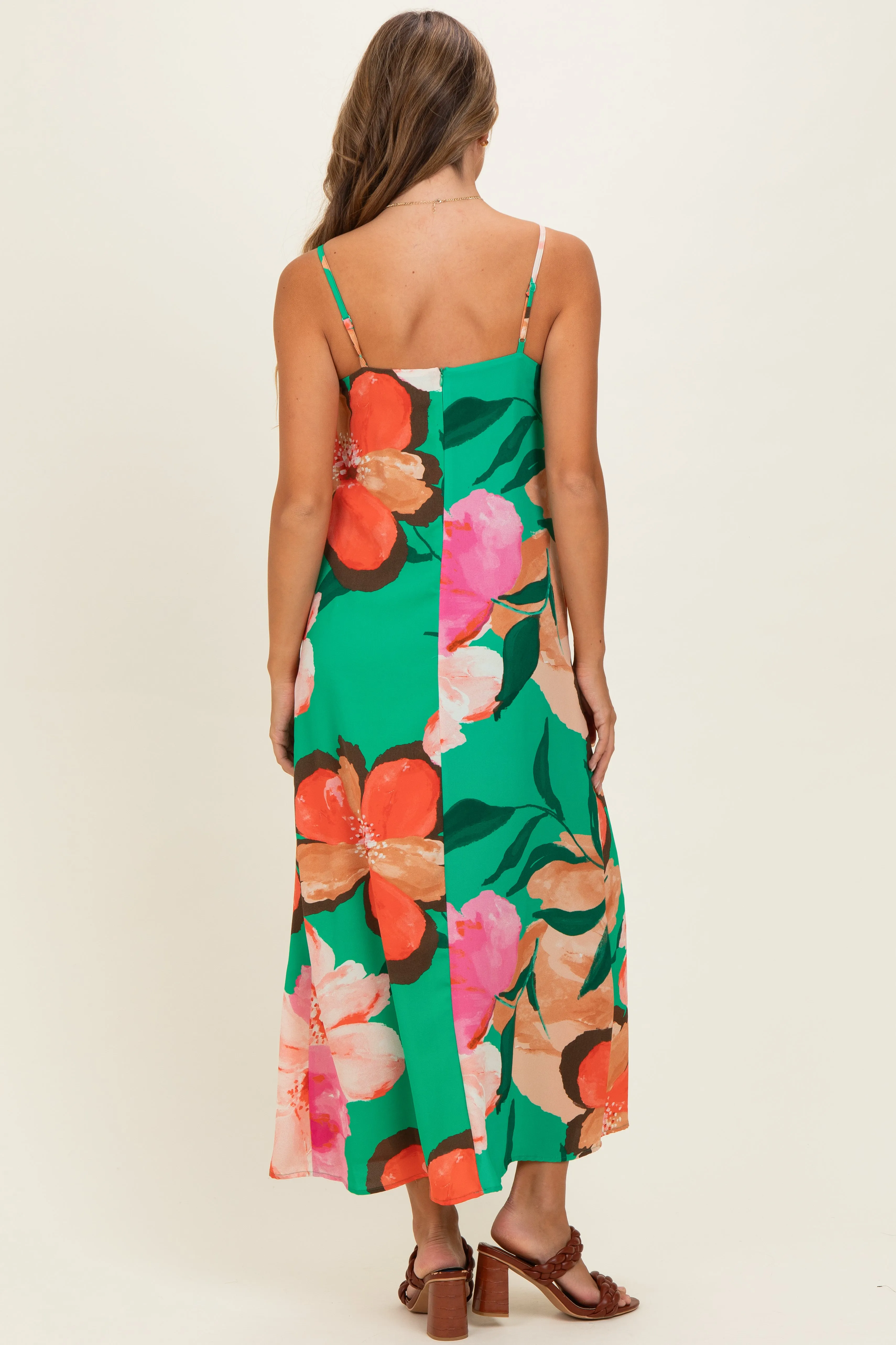 Green Floral Print Sleeveless Maxi Dress sold by Pinkblush product image thumbnail 3
