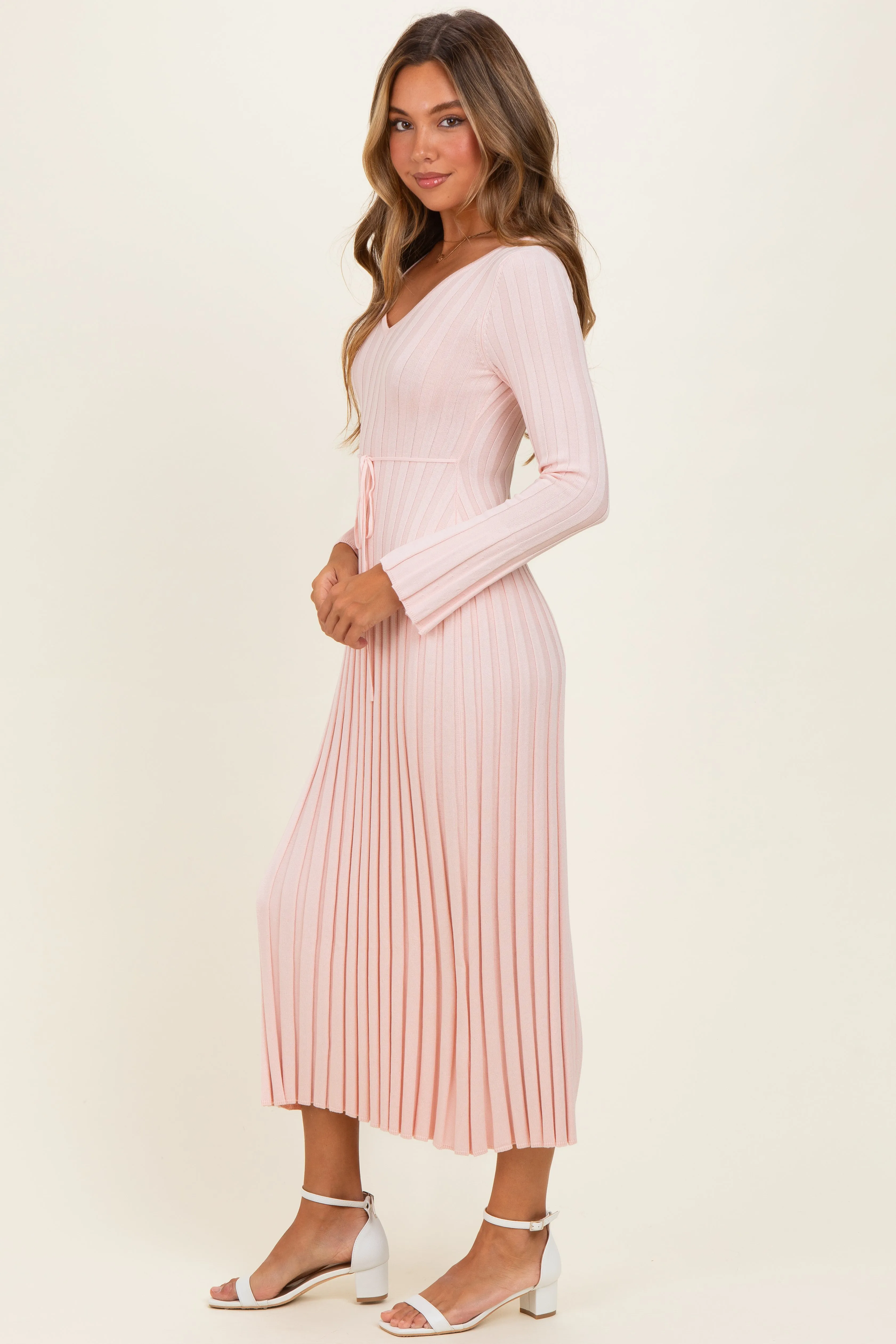 Light Pink Ribbed Knit Maxi Dress sold by Pinkblush product image thumbnail 2