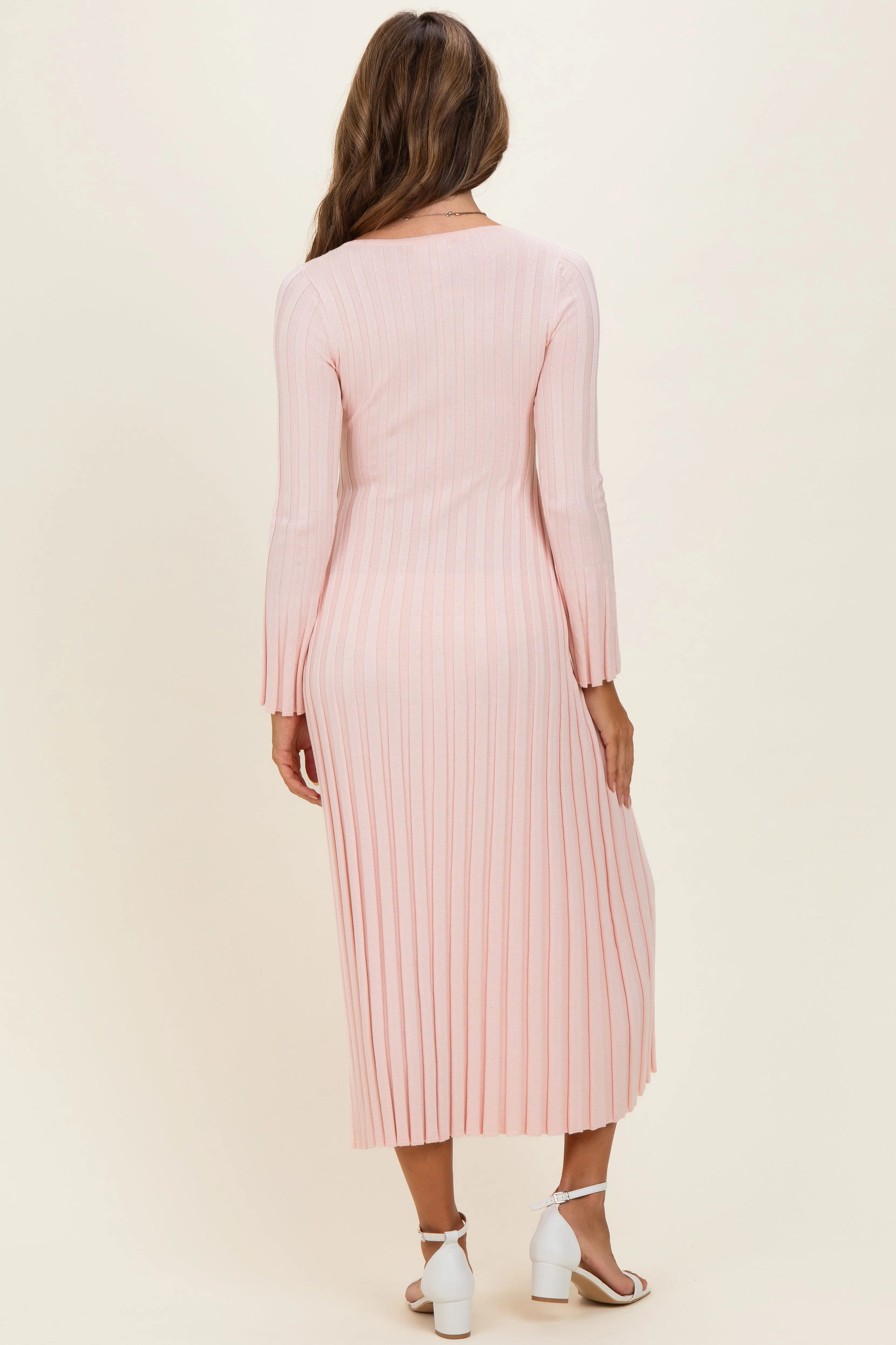 Light Pink Ribbed Knit Maxi Dress sold by Pinkblush product image thumbnail 3