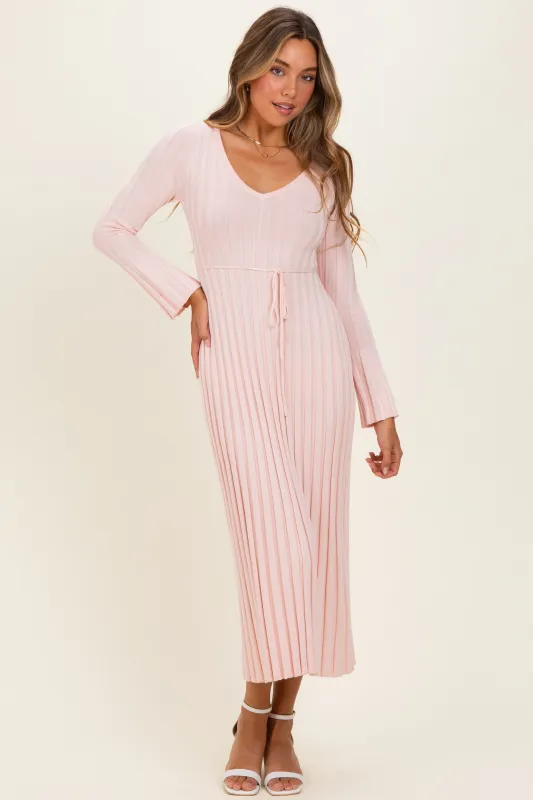 Light Pink Ribbed Knit Maxi Dress made by ILLA ILLA