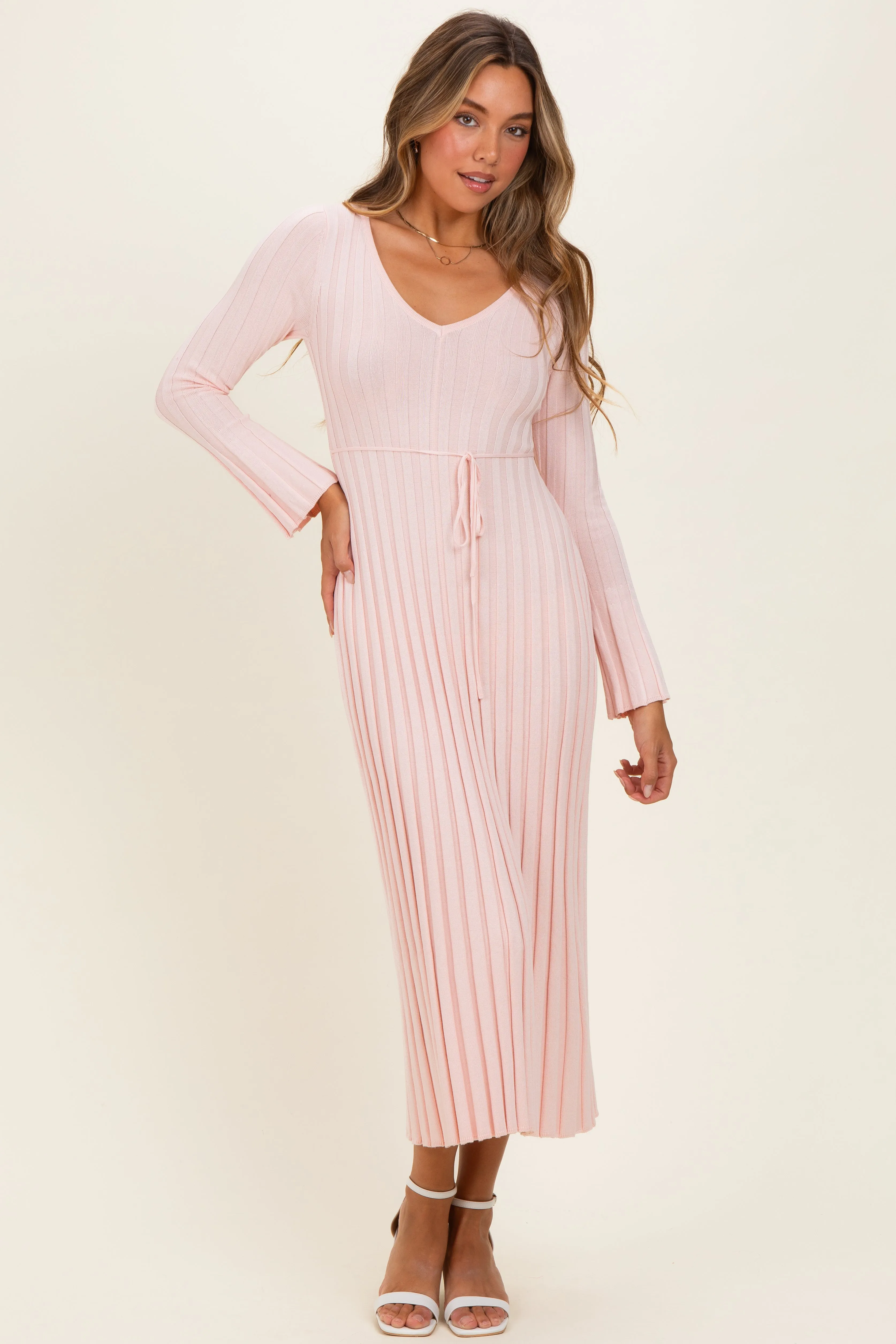 Light Pink Ribbed Knit Maxi Dress sold by Pinkblush