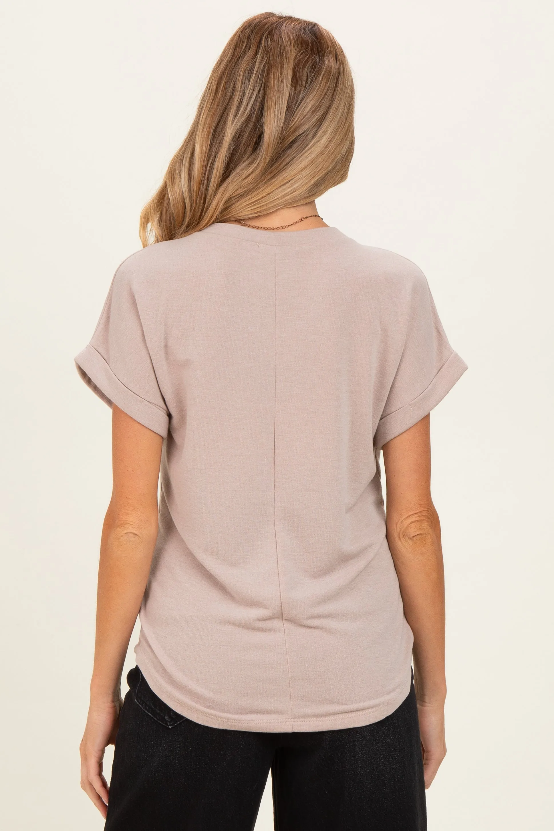 Beige Terry Knit Basic Maternity Top sold by Pinkblush product image thumbnail 3