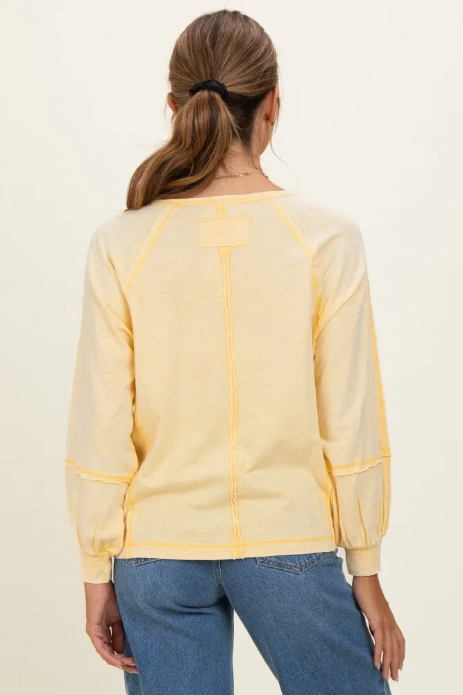 Cream Yellow Mineral Wash Exposed Seam Top sold by Pinkblush product image thumbnail 3