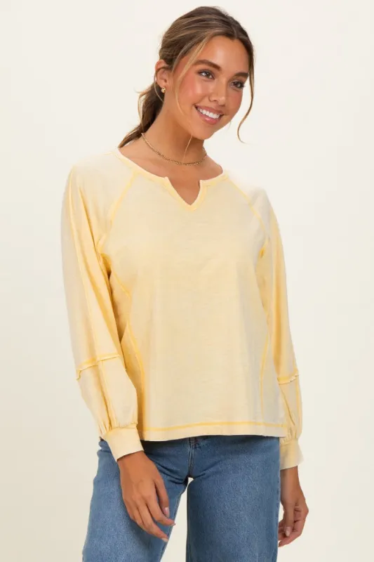 Cream Yellow Mineral Wash Exposed Seam Top made by Pinkblush