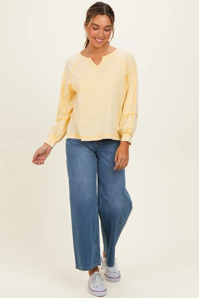 Cream Yellow Mineral Wash Exposed Seam Top sold by Pinkblush product image thumbnail 2