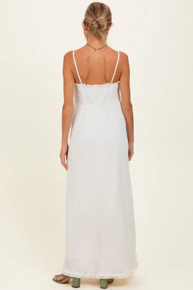 White Waffle Knit Sweetheart Neckline Sleeveless Maternity Maxi Dress sold by Pinkblush product image thumbnail 3
