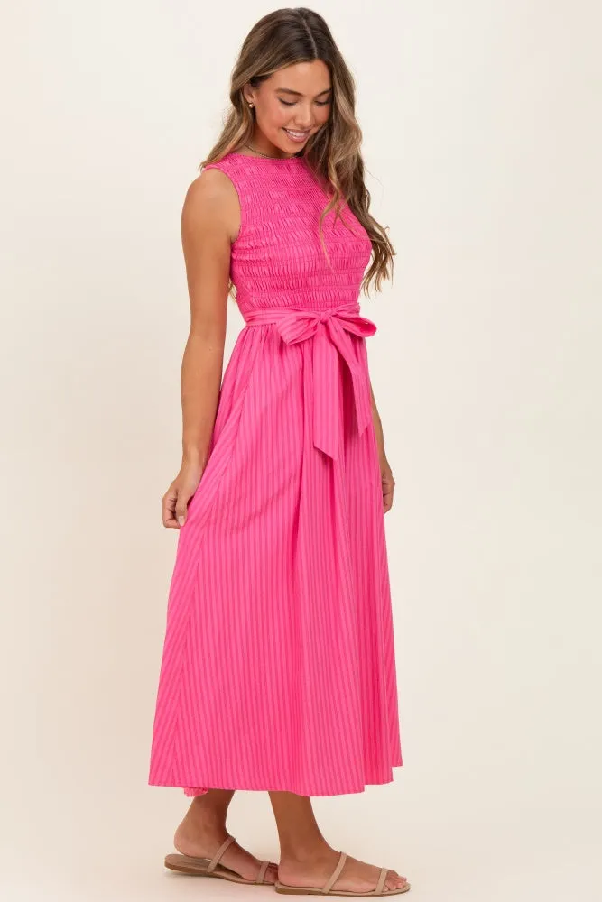 Pink Textured Tie Midi Dress sold by Pinkblush product image thumbnail 2