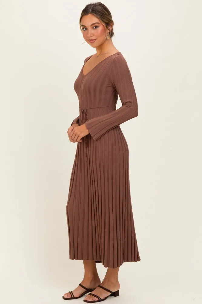 Brown Ribbed Knit Maxi Dress sold by Pinkblush product image thumbnail 2