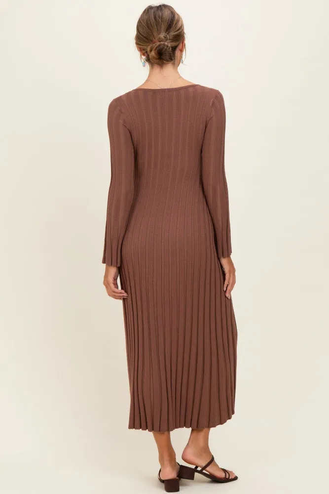 Brown Ribbed Knit Maxi Dress sold by Pinkblush product image thumbnail 3