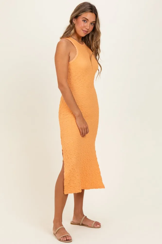 Light Orange Textured Sleeveless Maxi Dress sold by Pinkblush product image thumbnail 2