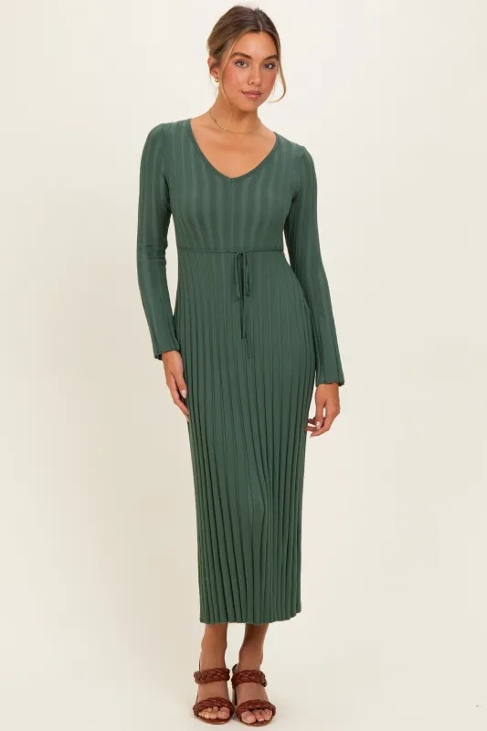 Olive Ribbed Knit Maxi Dress made by ILLA ILLA