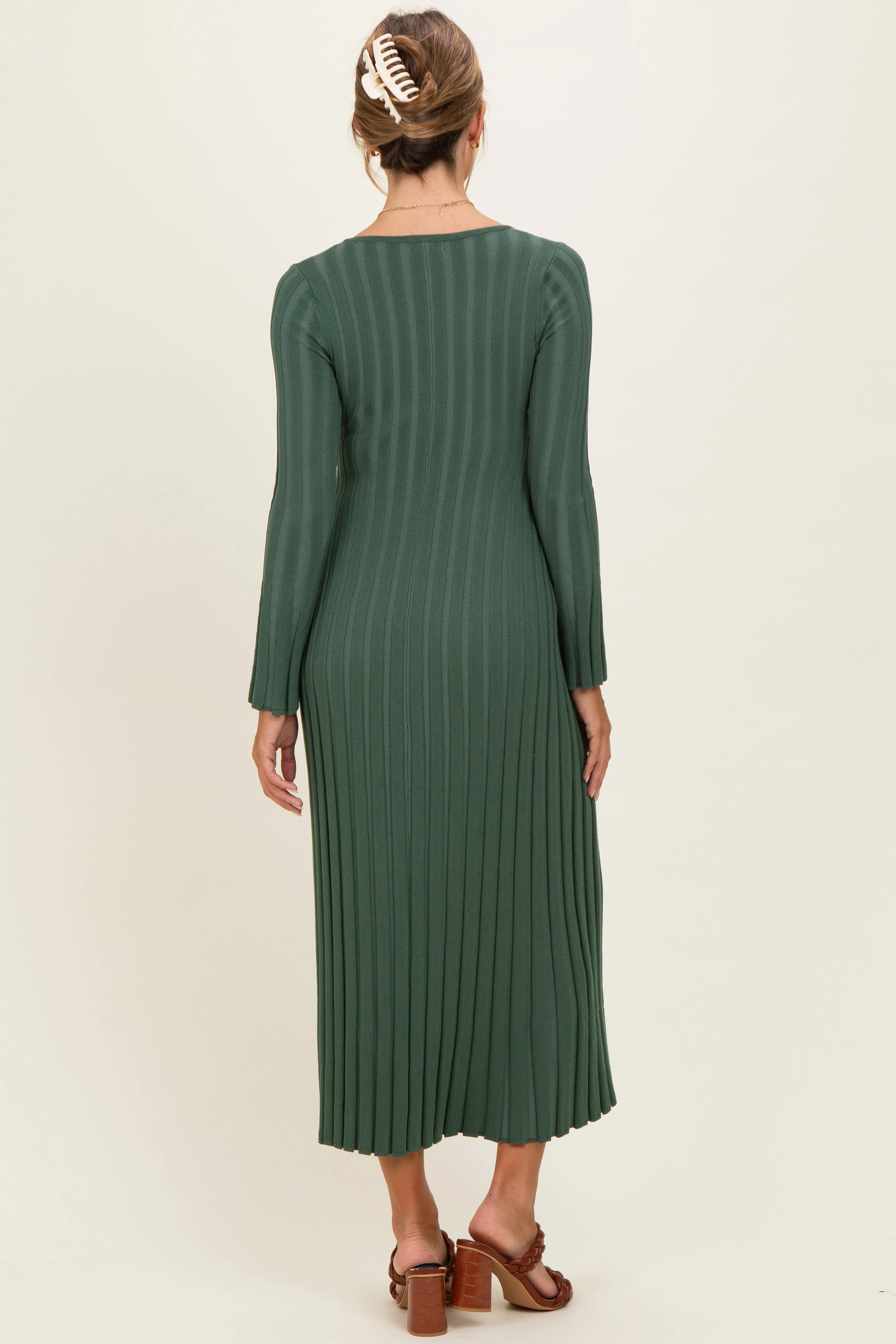 Olive Ribbed Knit Maxi Dress sold by Pinkblush product image thumbnail 3