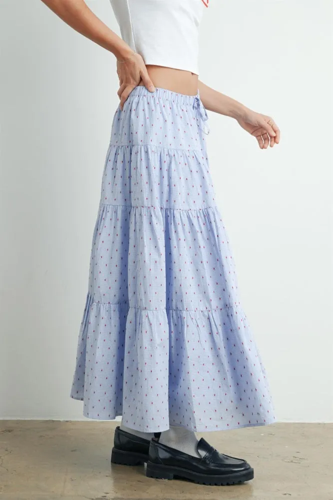 Light Blue Printed Tiered Maxi Skirt sold by Pinkblush product image thumbnail 2